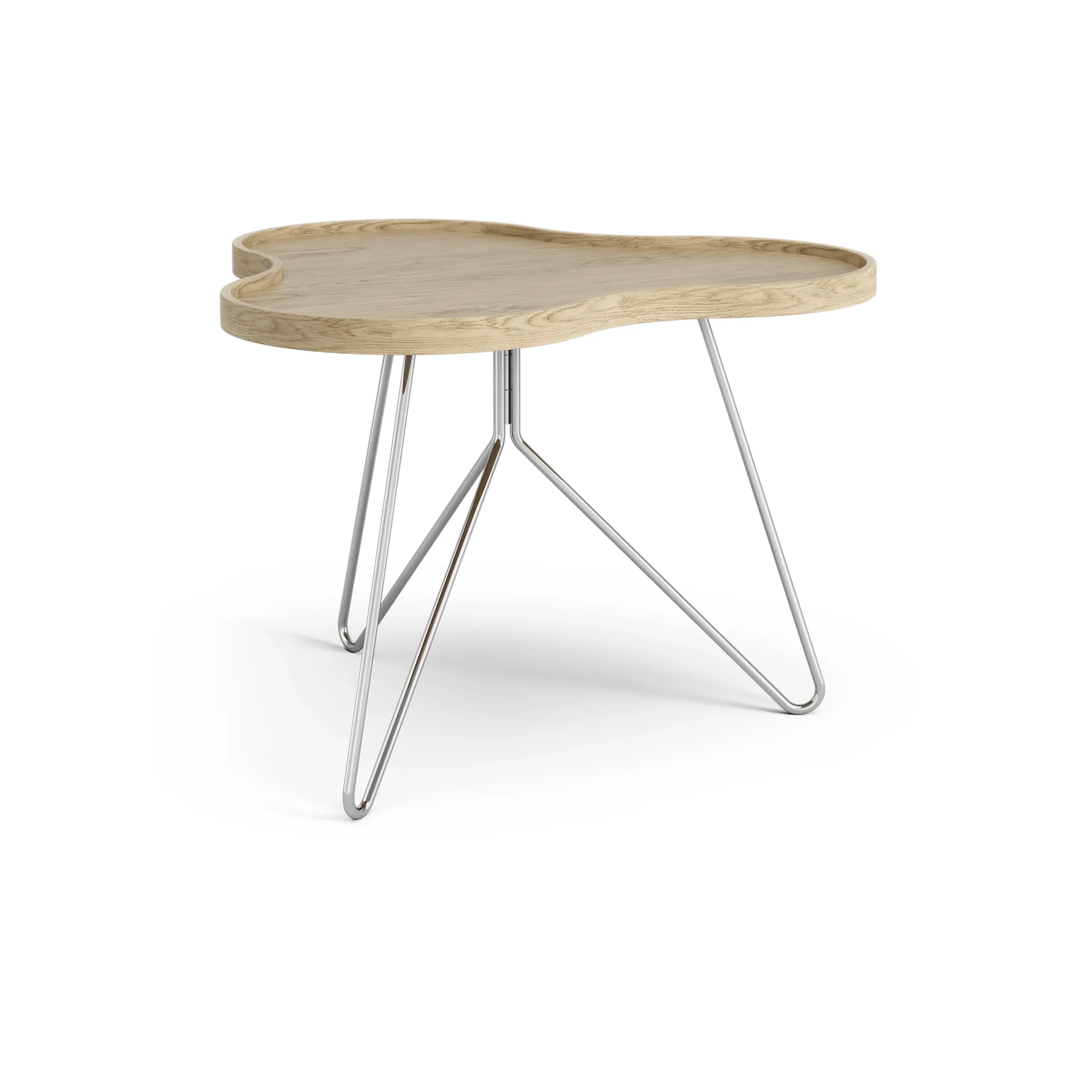 Flower mono table 62x66 cm, Oak nature, 45cm, chrome base Swedese