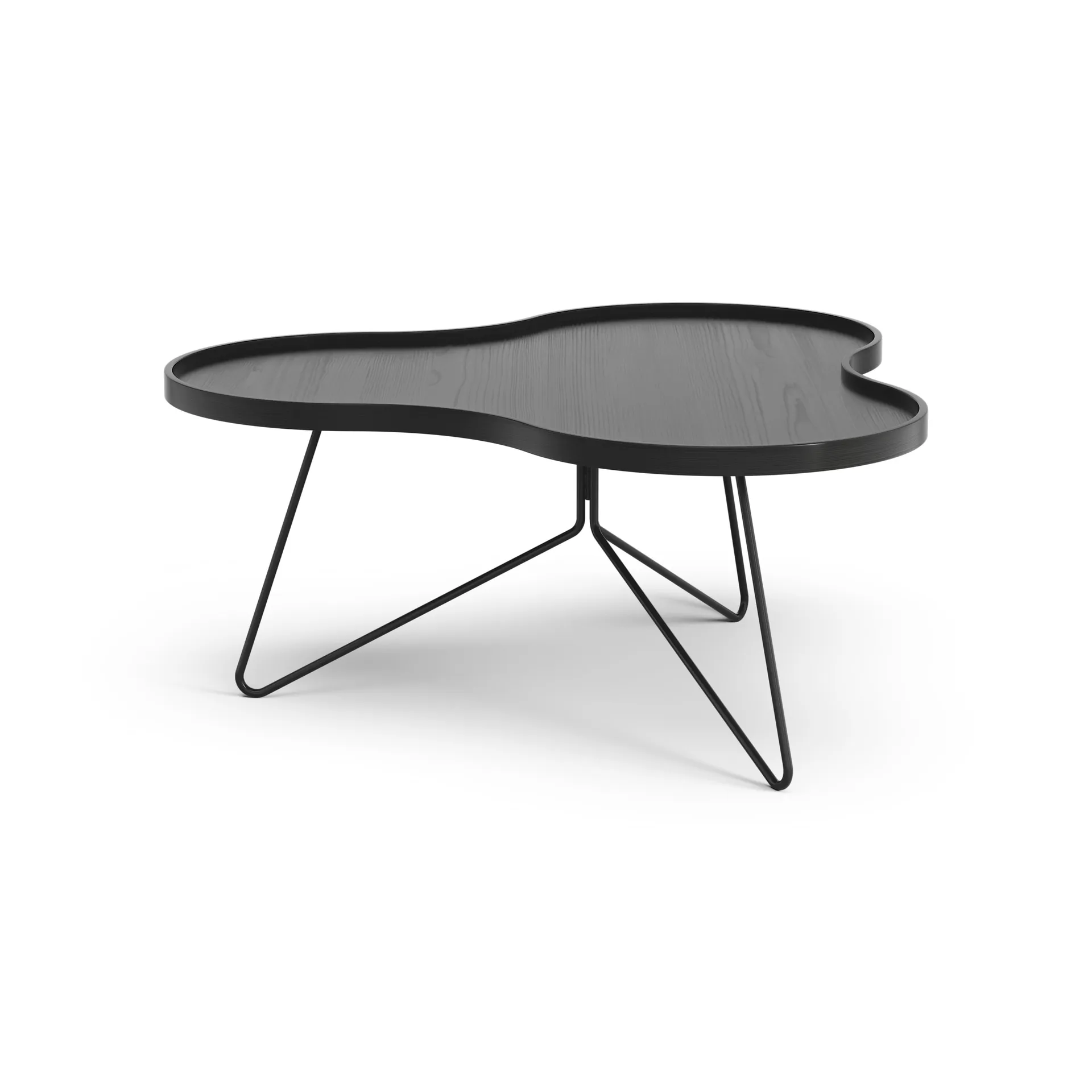 Flower mono table 84x90 cm, H39 cm Ash black glazed Swedese