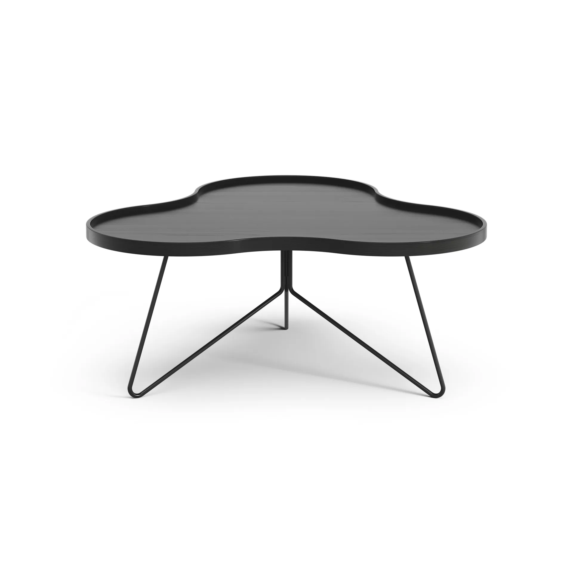 Flower mono table 84x90 cm, H39 cm Ash black glazed Swedese