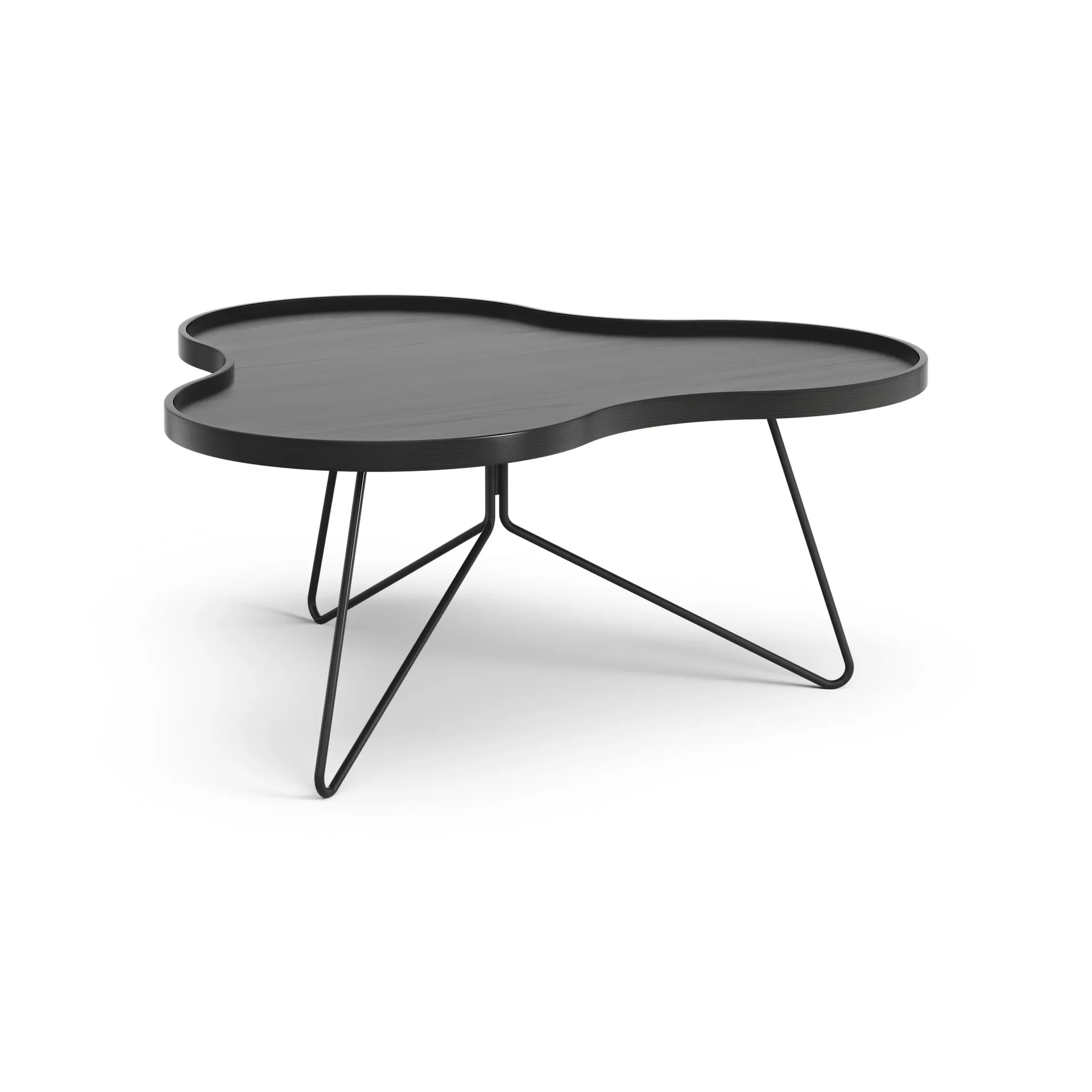 Flower mono table 84x90 cm, H39 cm Ash black glazed Swedese