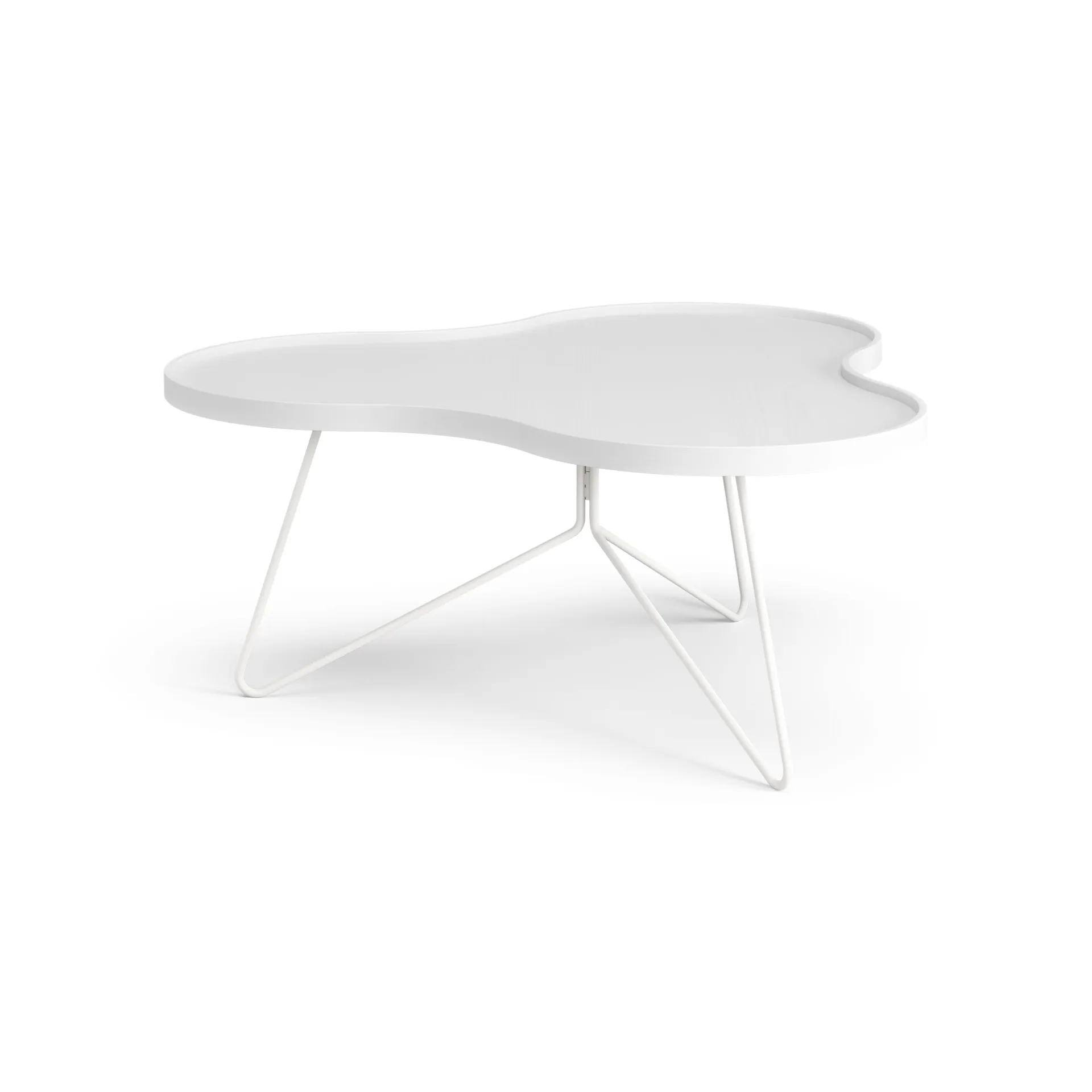 Flower mono table 84x90 cm, H39 cm Ash White glazed Swedese