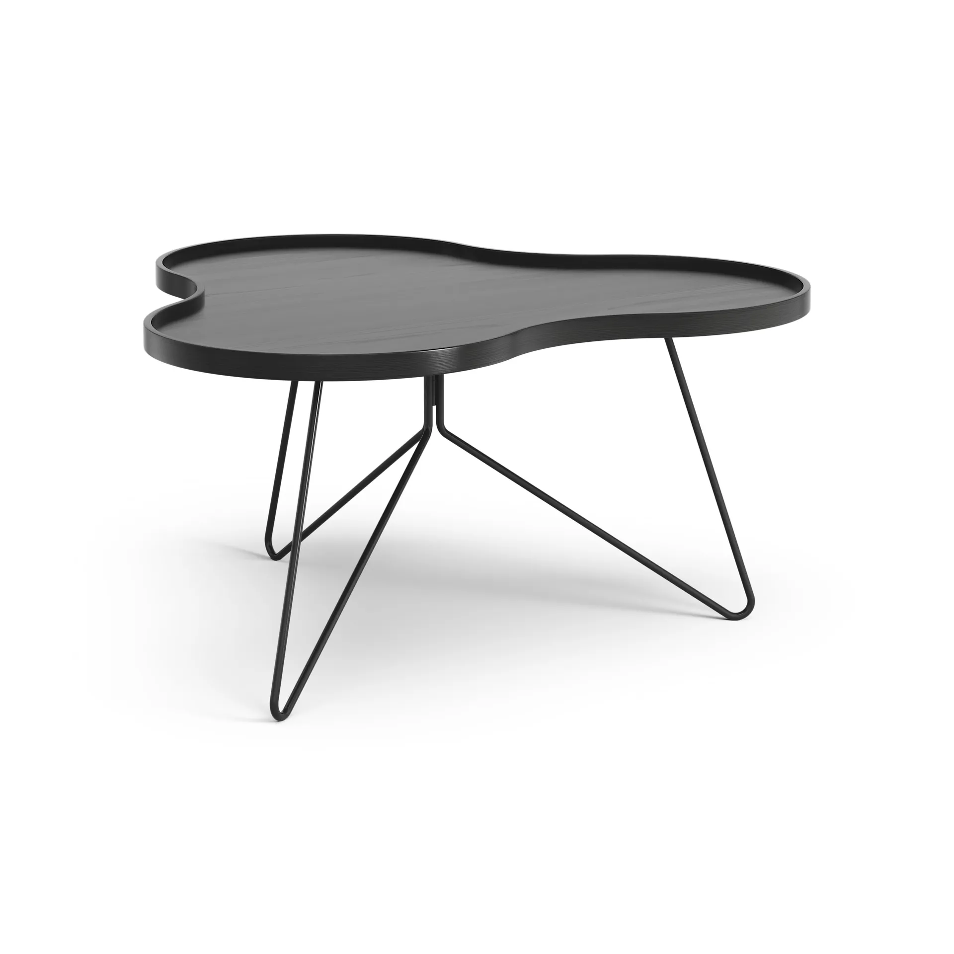 Flower mono table 84x90 cm, H45 cm Ash black glazed Swedese
