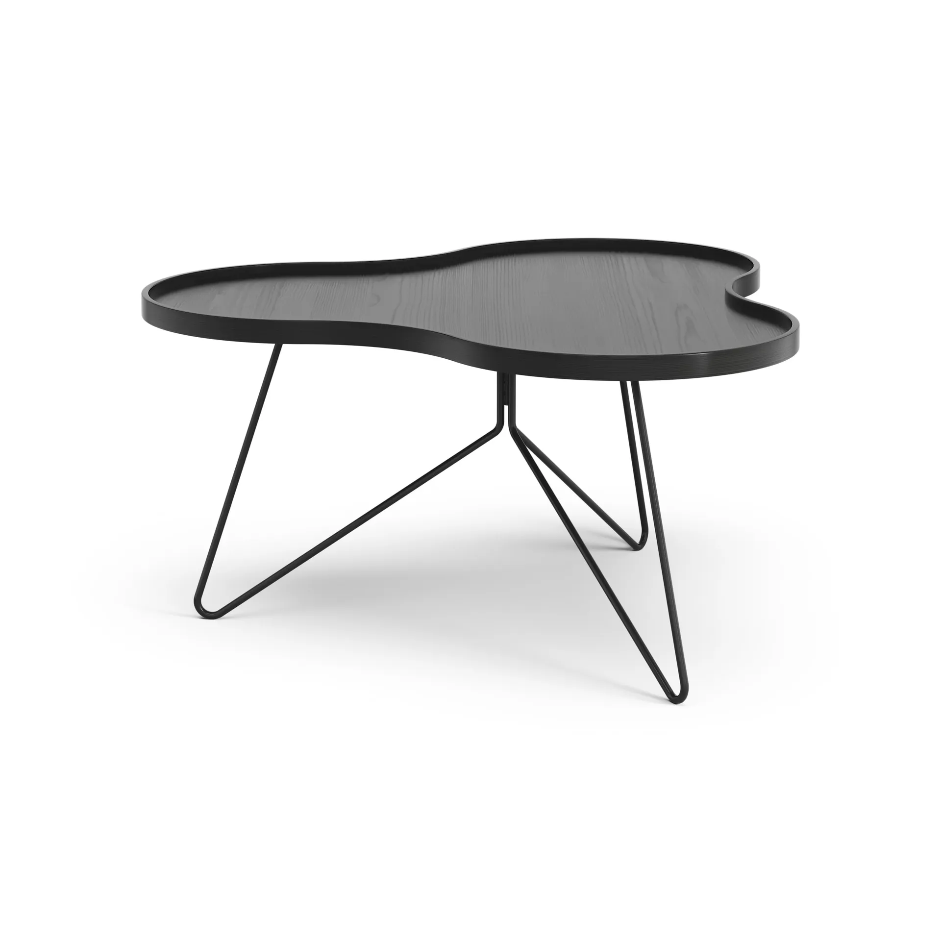 Flower mono table 84x90 cm, H45 cm Ash black glazed Swedese