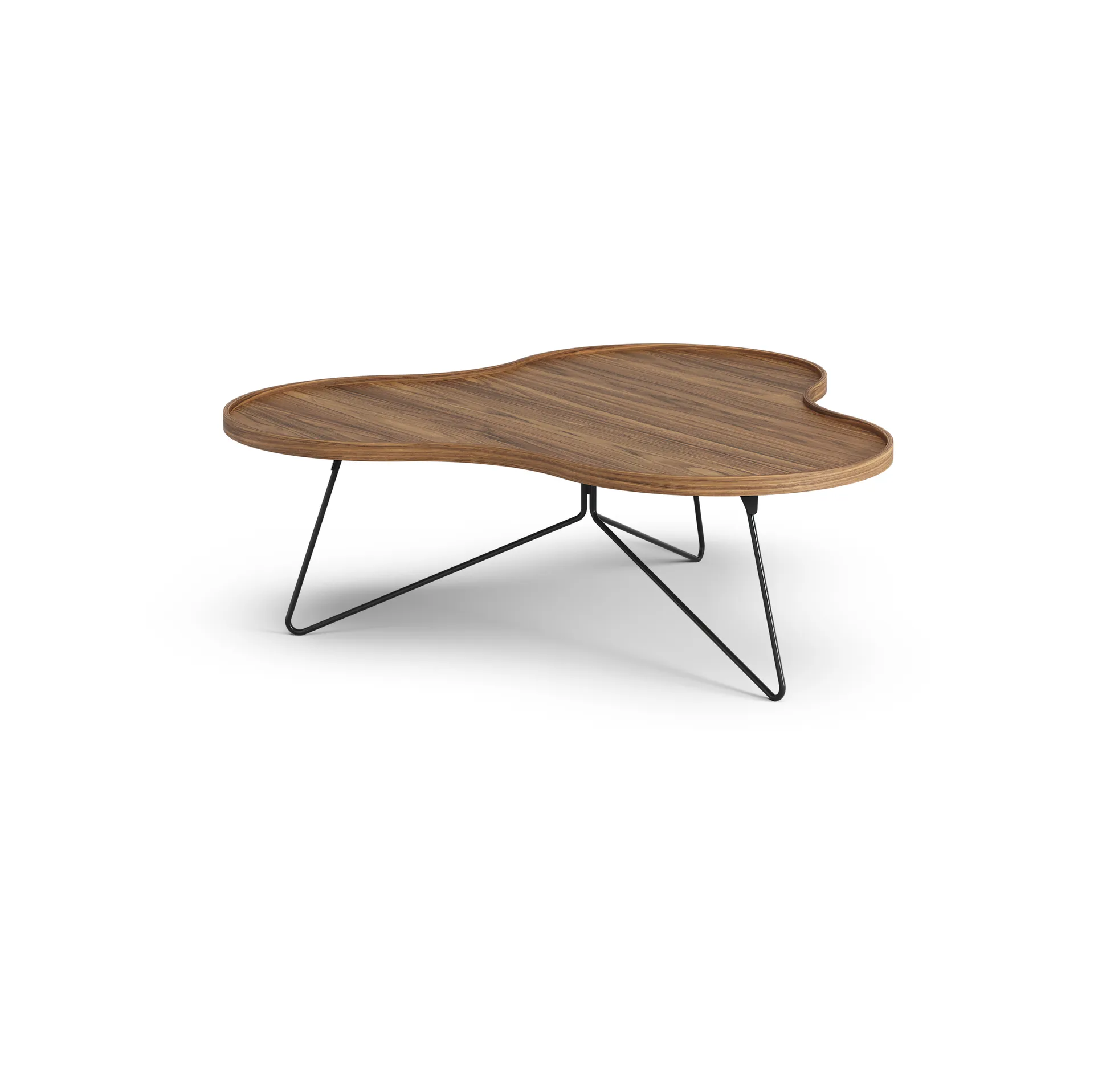 Flower mono table Special Edition 107x114 cm, H39 cm-lacquered walnut-black lacquered steel Swedese