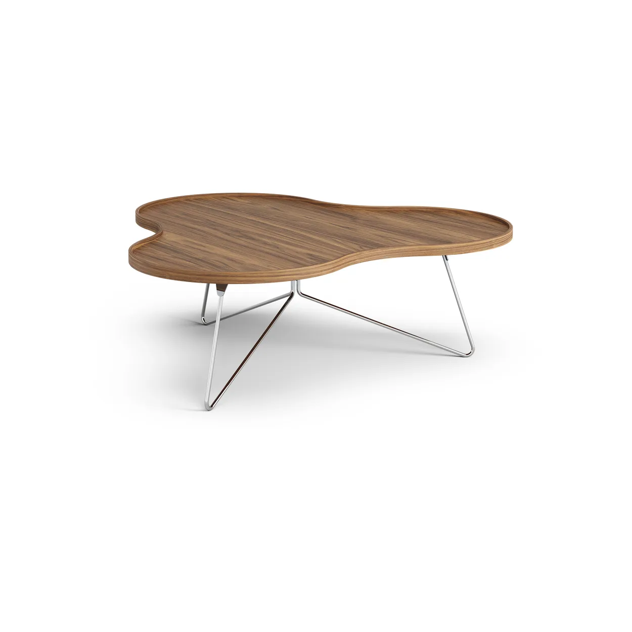 Swedese Flower mono table Special Edition 107x114 cm H39 cm-lacquered walnut-chromed steel