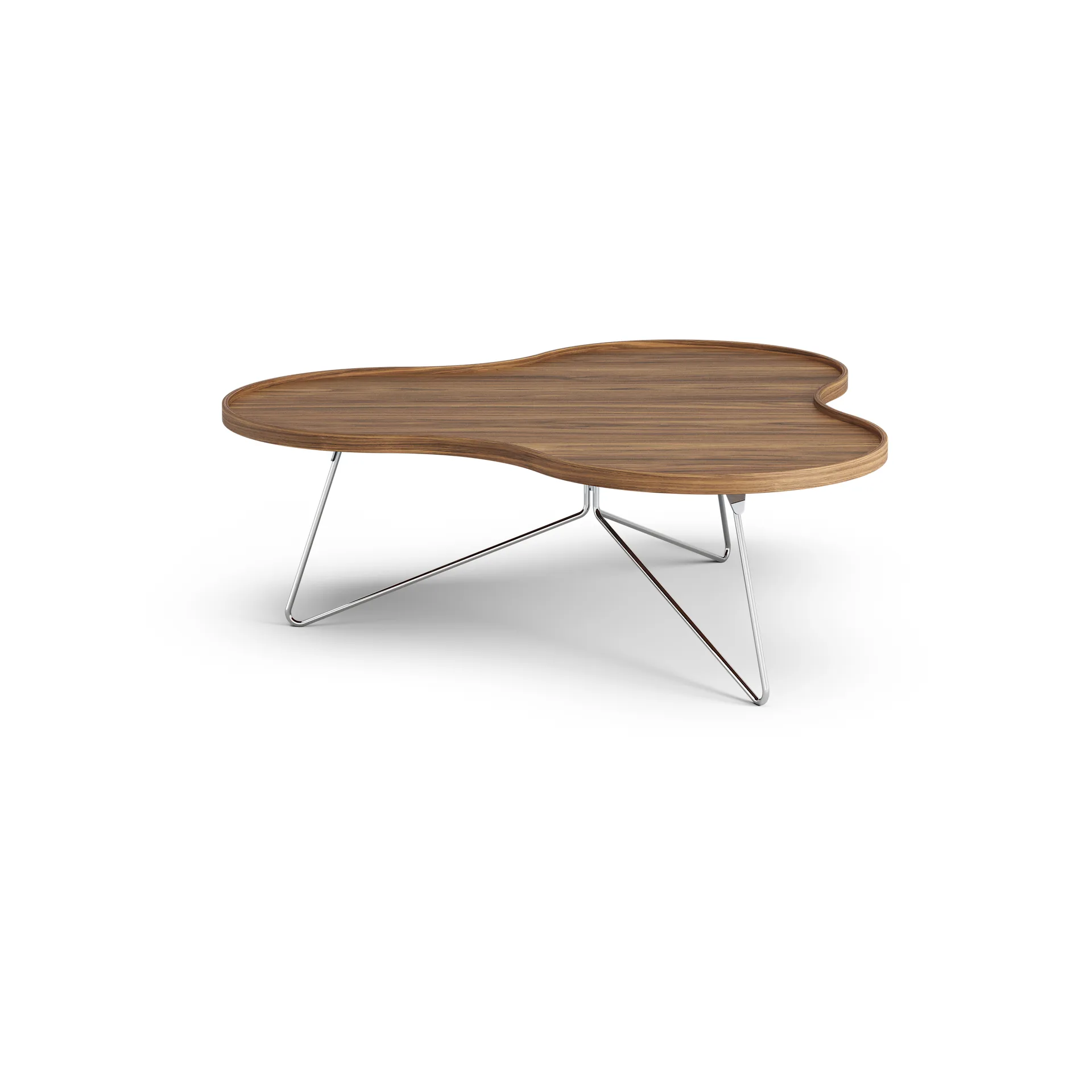 Flower mono table Special Edition 107x114 cm, H39 cm-lacquered walnut-chromed steel Swedese