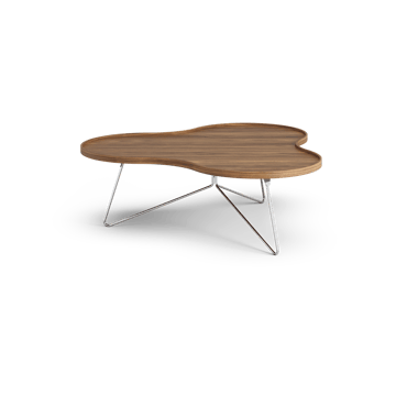 Flower mono table Special Edition 107x114 cm - H39 cm-lacquered walnut-chromed steel - Swedese