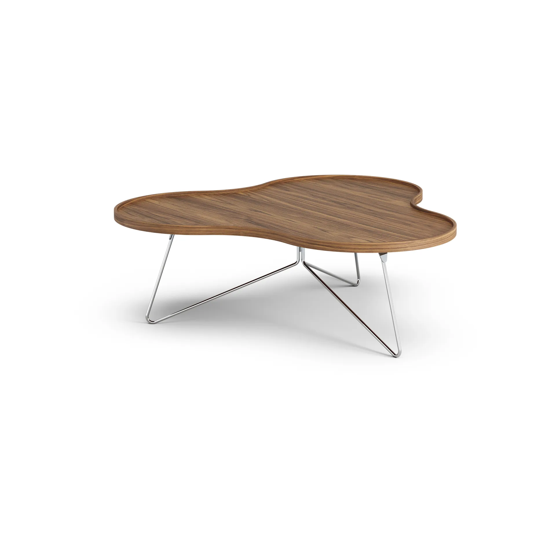 Flower mono table Special Edition 107x114 cm, H39 cm-lacquered walnut-chromed steel Swedese