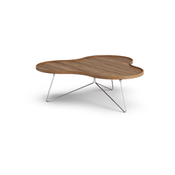 Flower mono table Special Edition 107x114 cm - H39 cm-lacquered walnut-chromed steel - Swedese