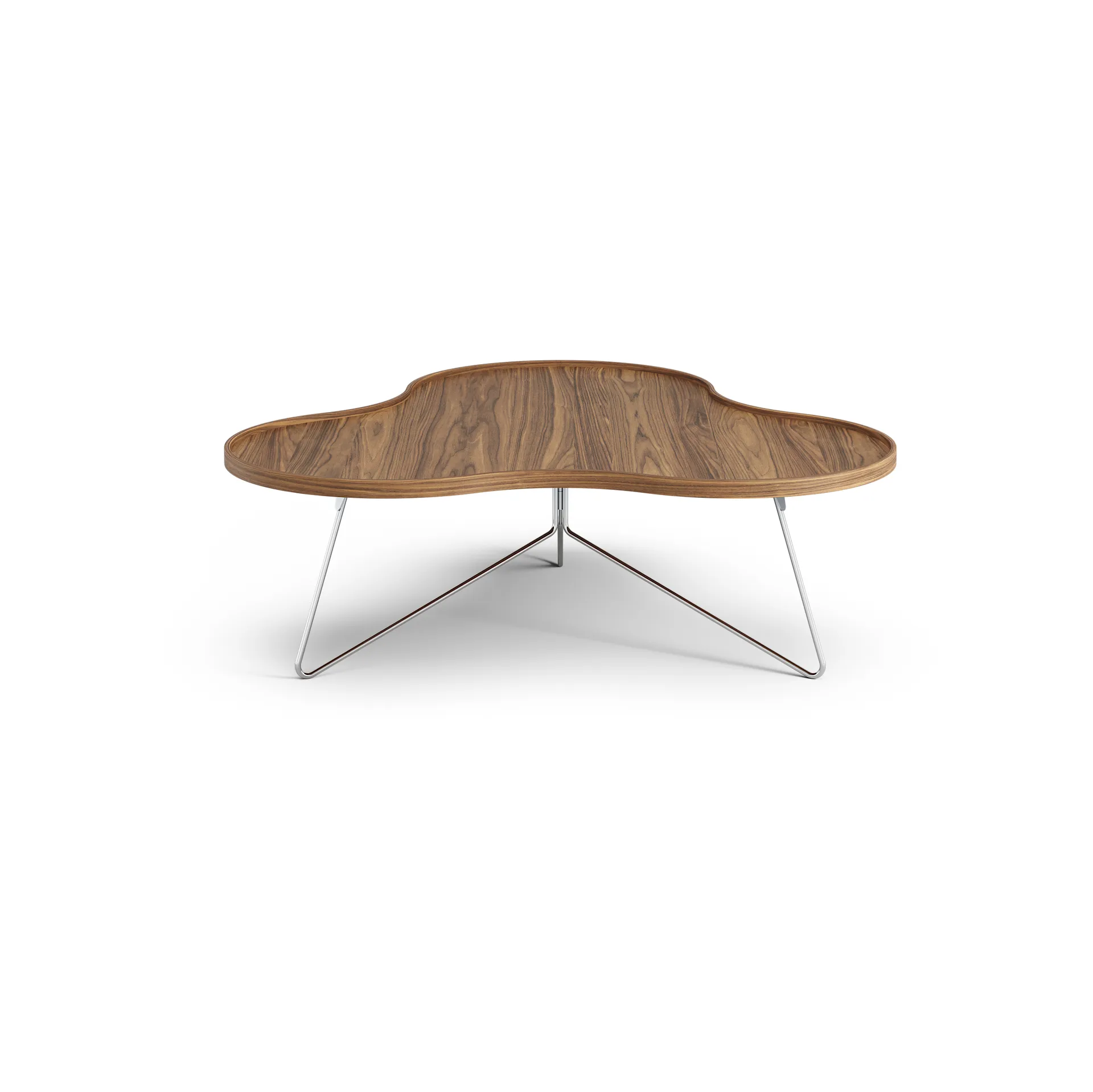 Flower mono table Special Edition 107x114 cm, H39 cm-lacquered walnut-chromed steel Swedese