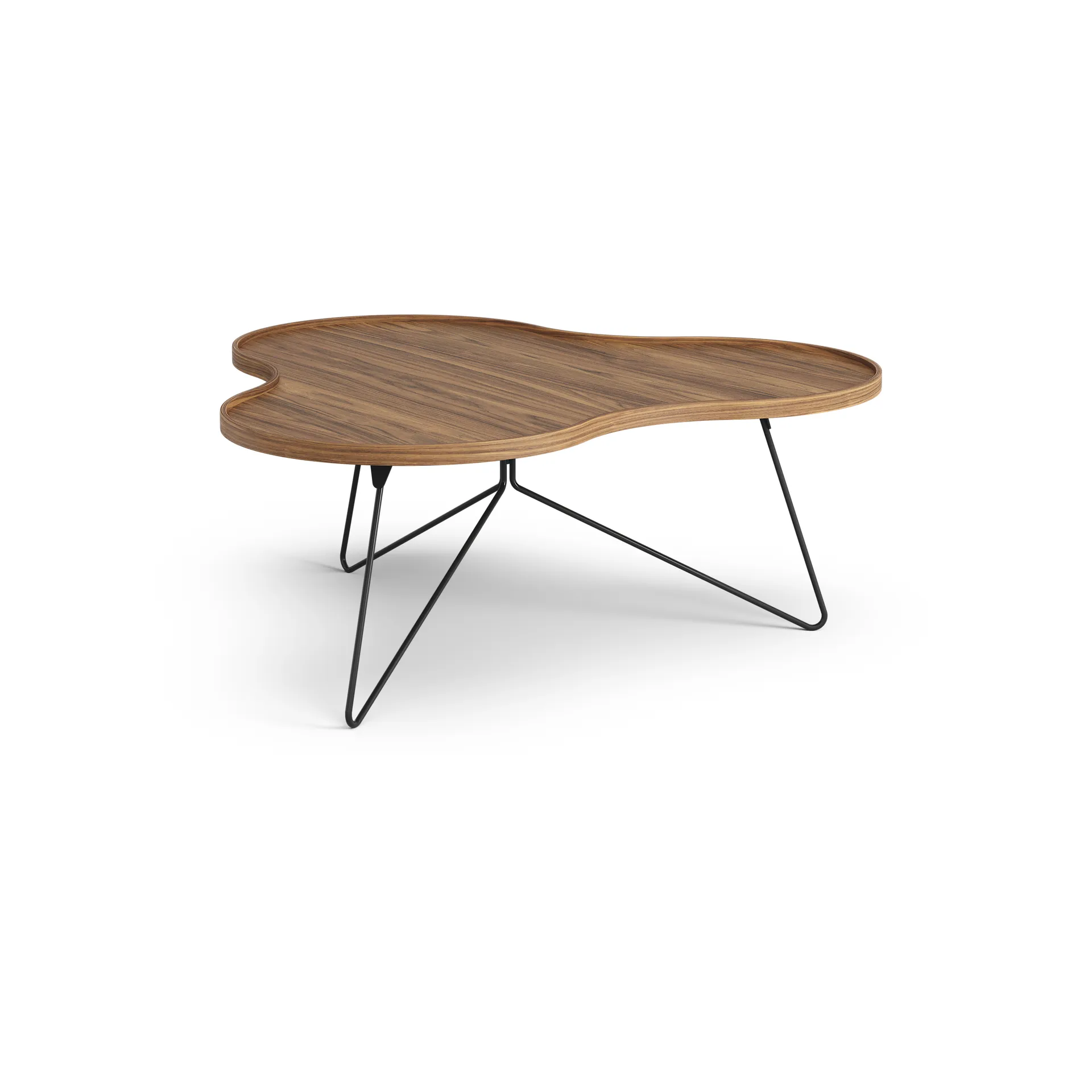 Flower mono table Special Edition 107x114 cm, H45 cm-lacquered walnut-black lacquered steel Swedese