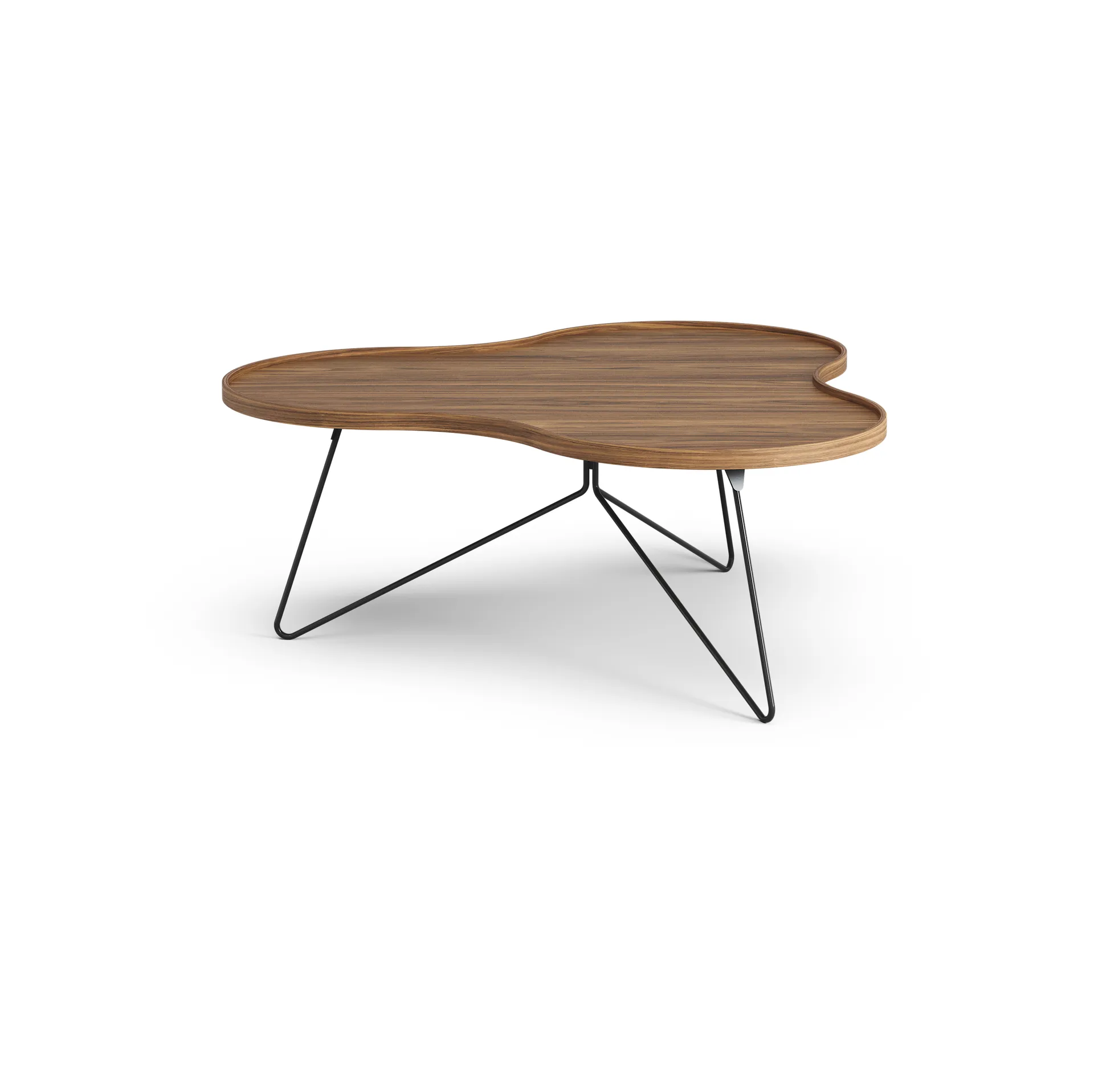 Flower mono table Special Edition 107x114 cm, H45 cm-lacquered walnut-black lacquered steel Swedese