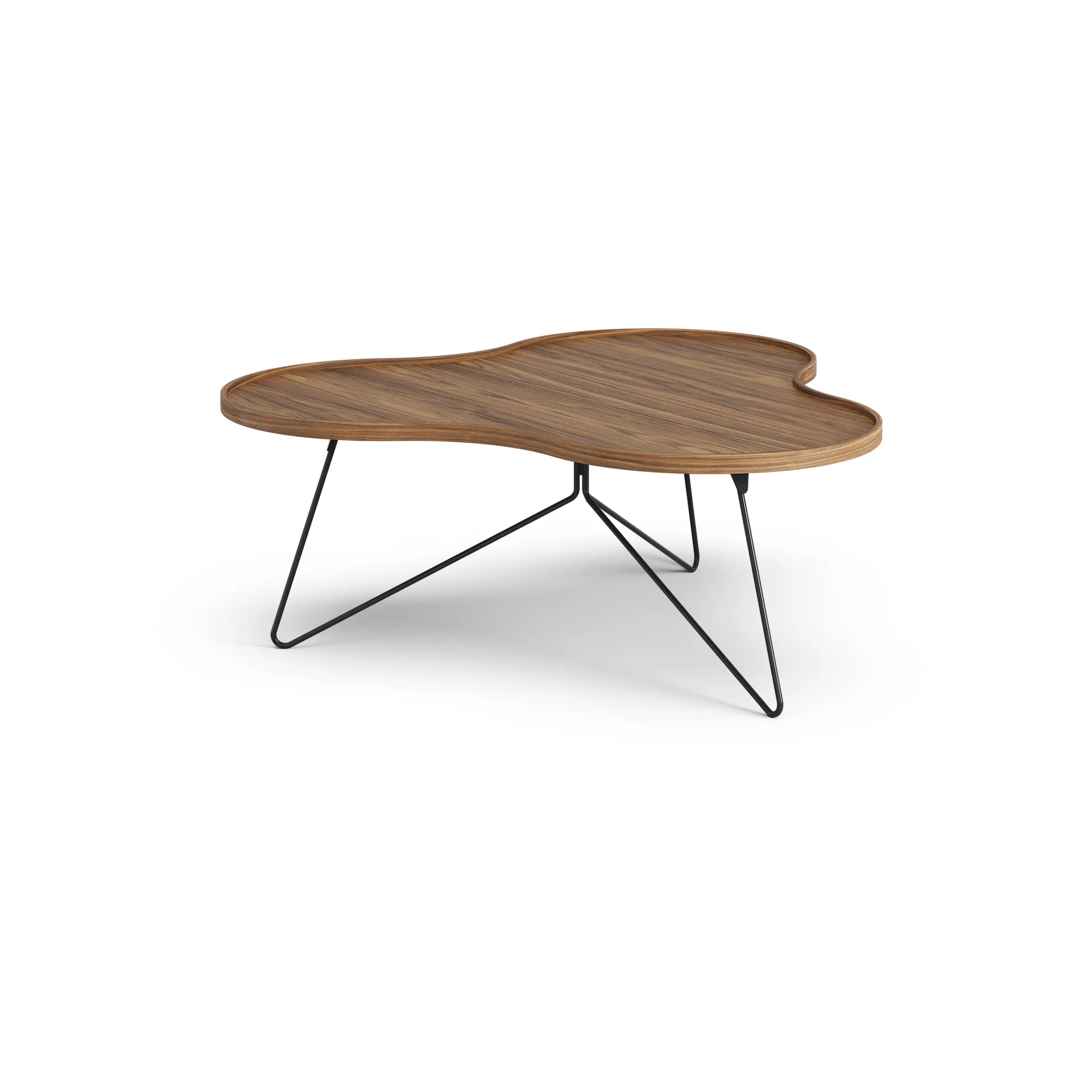 Flower mono table Special Edition 107x114 cm, H45 cm-lacquered walnut-black lacquered steel Swedese