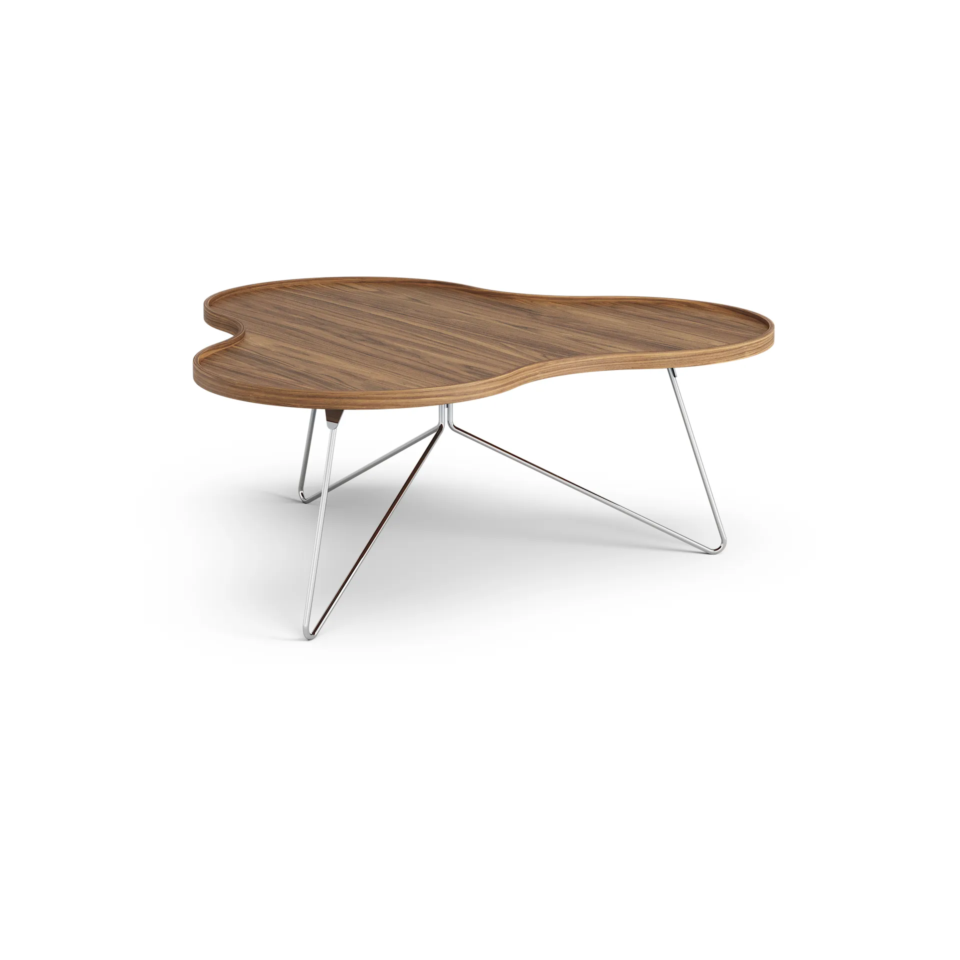 Flower mono table Special Edition 107x114 cm, H45 cm-lacquered walnut-chromed steel Swedese