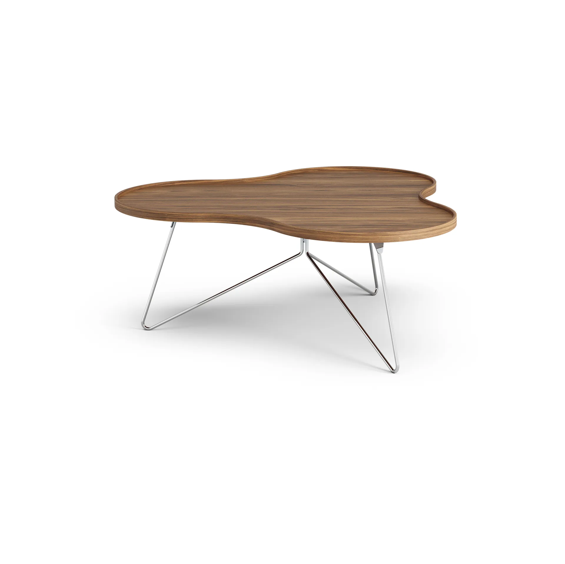 Flower mono table Special Edition 107x114 cm, H45 cm-lacquered walnut-chromed steel Swedese