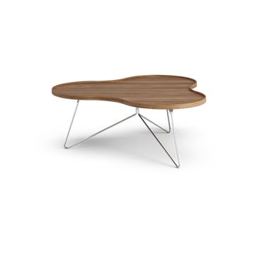 Flower mono table Special Edition 107x114 cm - H45 cm-lacquered walnut-chromed steel - Swedese