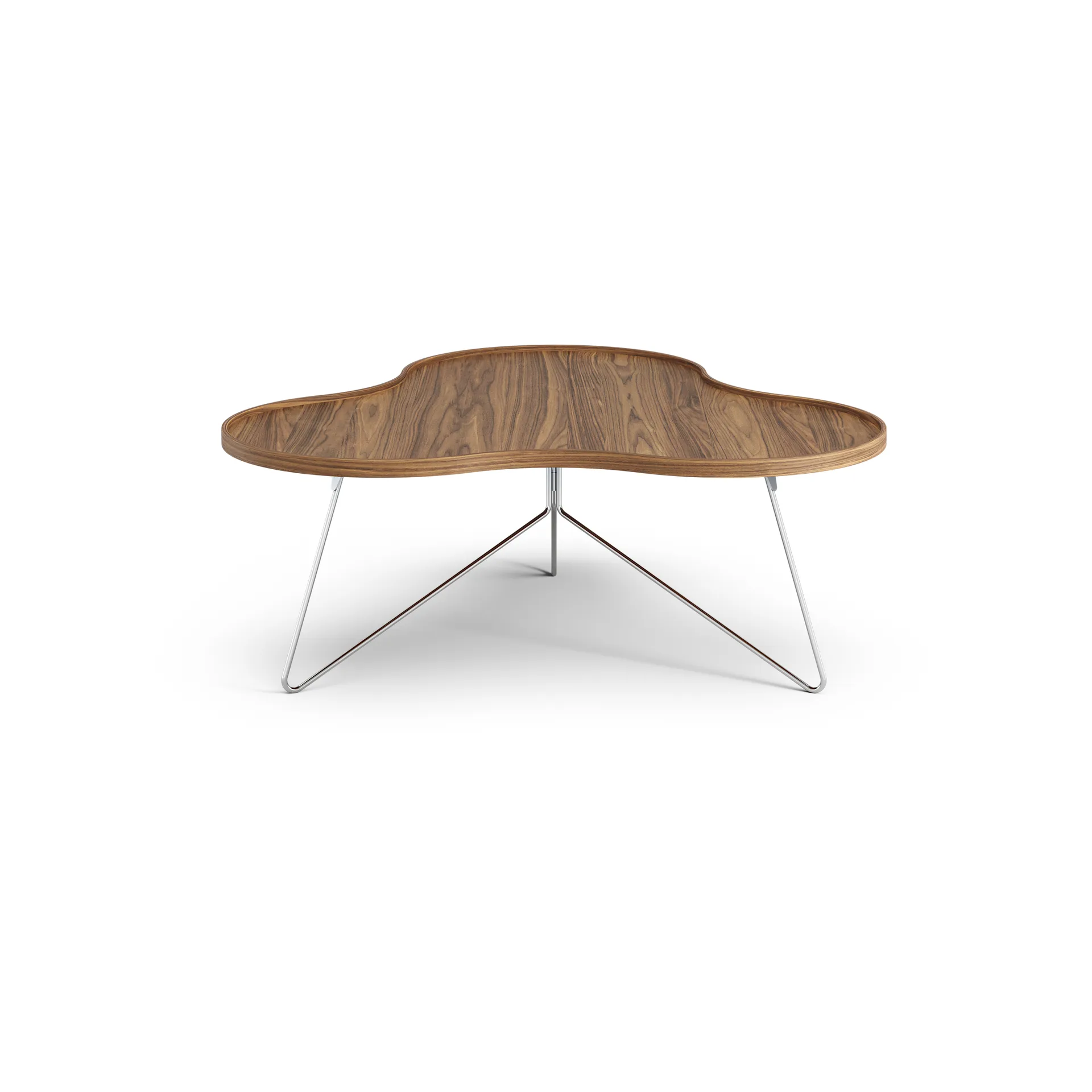 Flower mono table Special Edition 107x114 cm, H45 cm-lacquered walnut-chromed steel Swedese