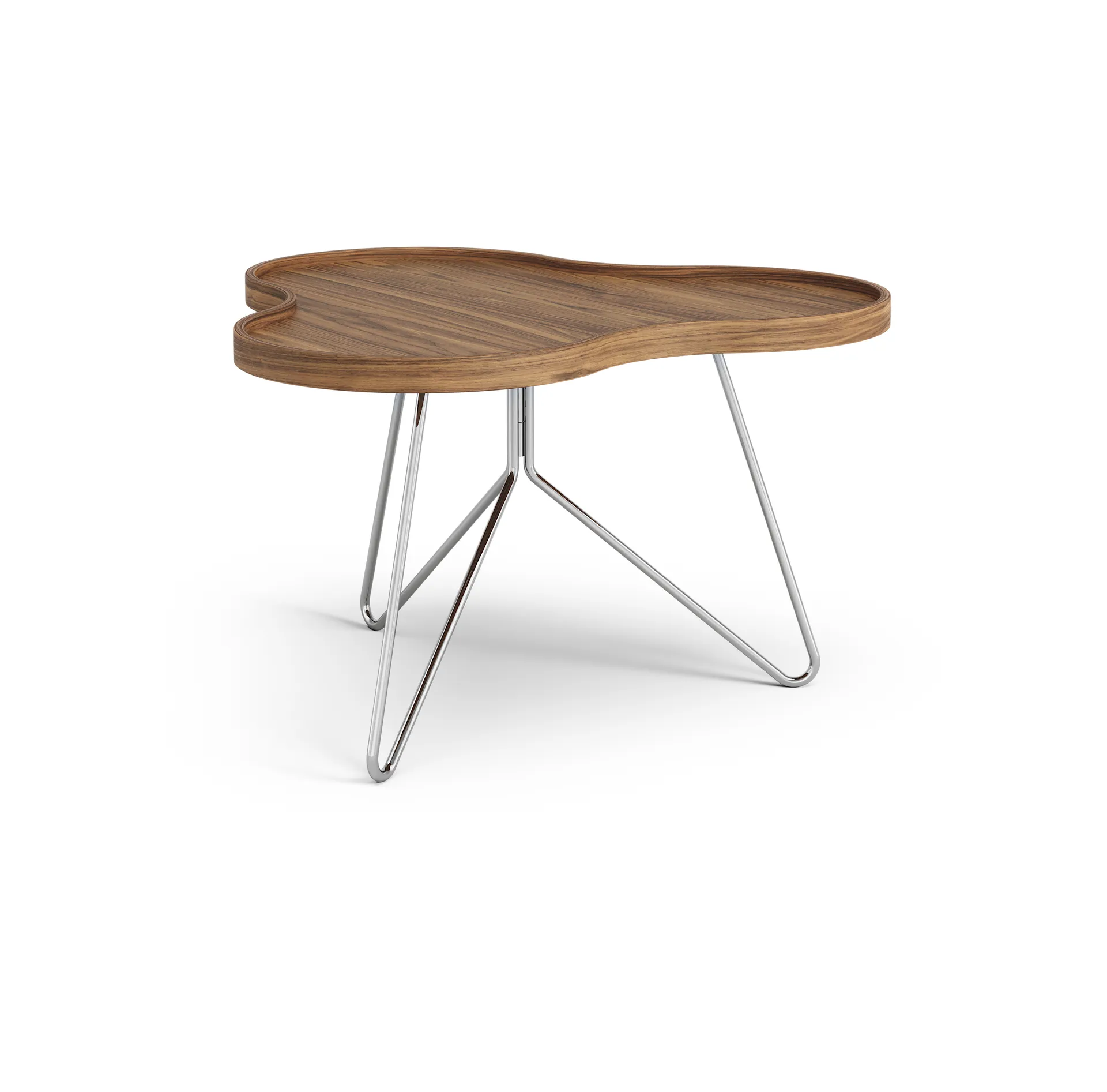 Flower mono table Special Edition 62x66 cm, H39 cm-lacquered walnut-chromed steel Swedese