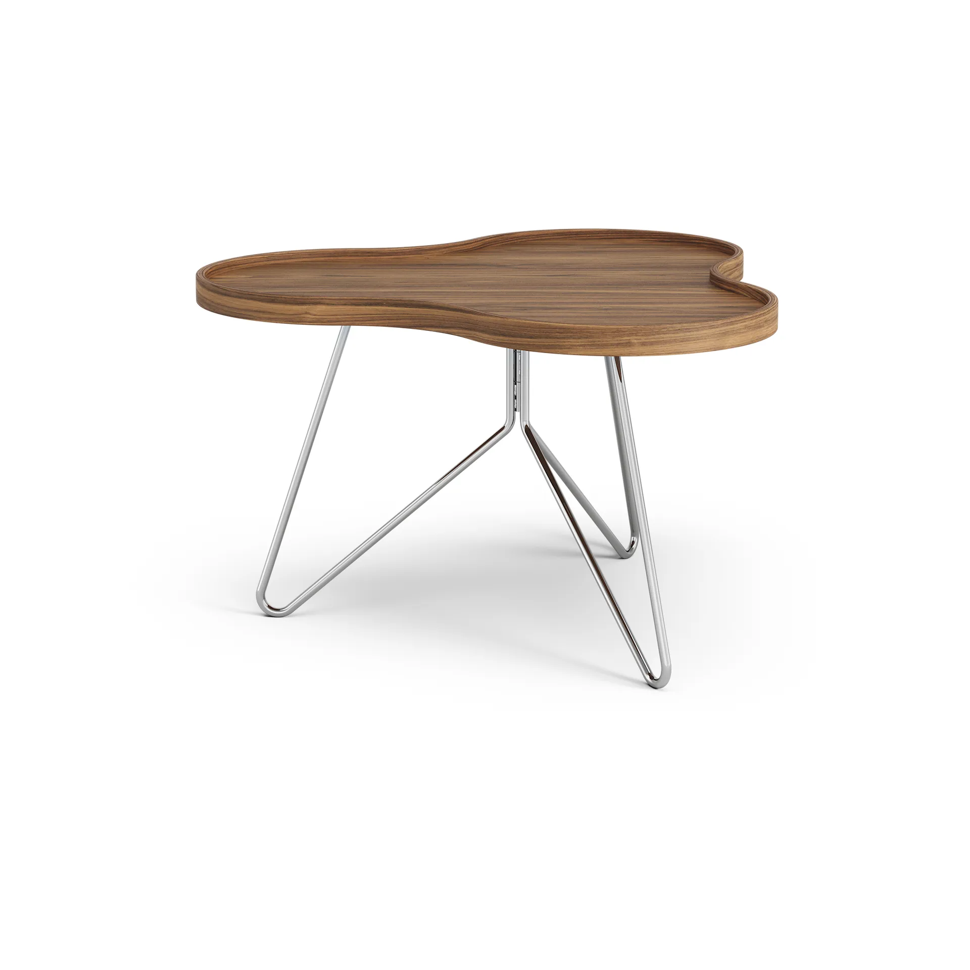 Flower mono table Special Edition 62x66 cm, H39 cm-lacquered walnut-chromed steel Swedese