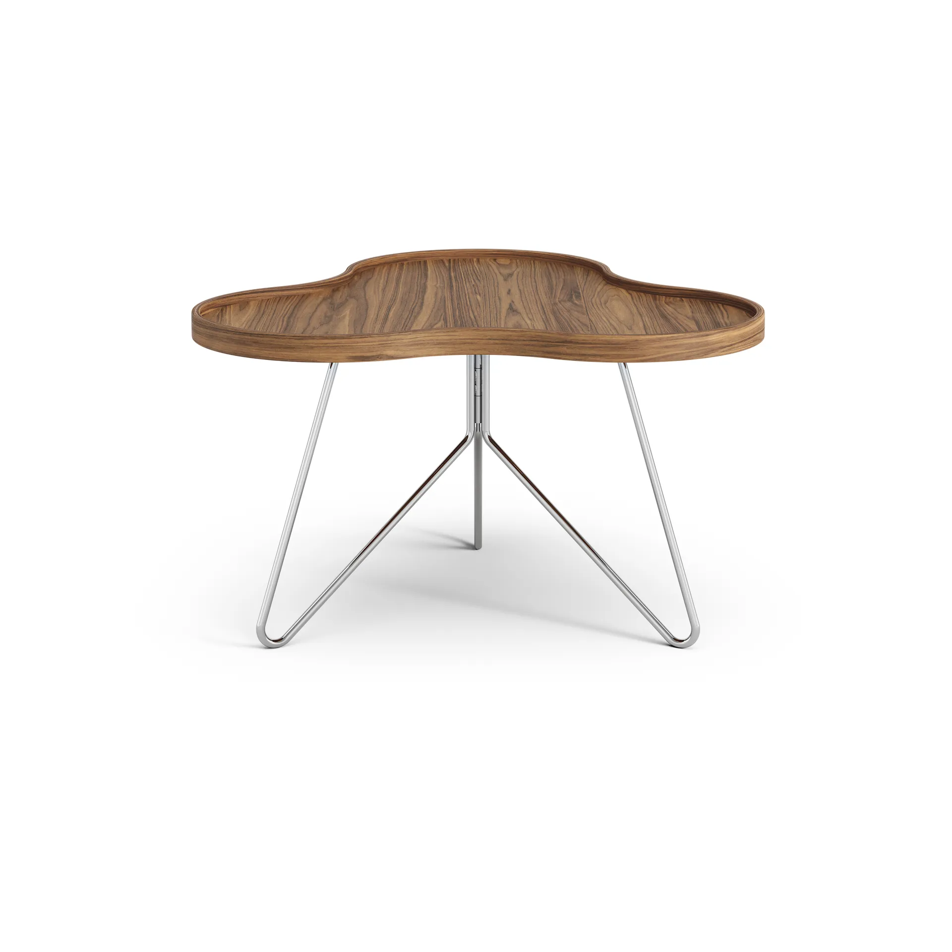 Flower mono table Special Edition 62x66 cm, H39 cm-lacquered walnut-chromed steel Swedese