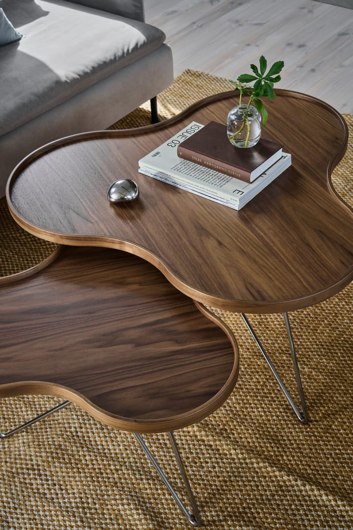 Flower mono table Special Edition 62x66 cm, H39 cm-lacquered walnut-chromed steel Swedese