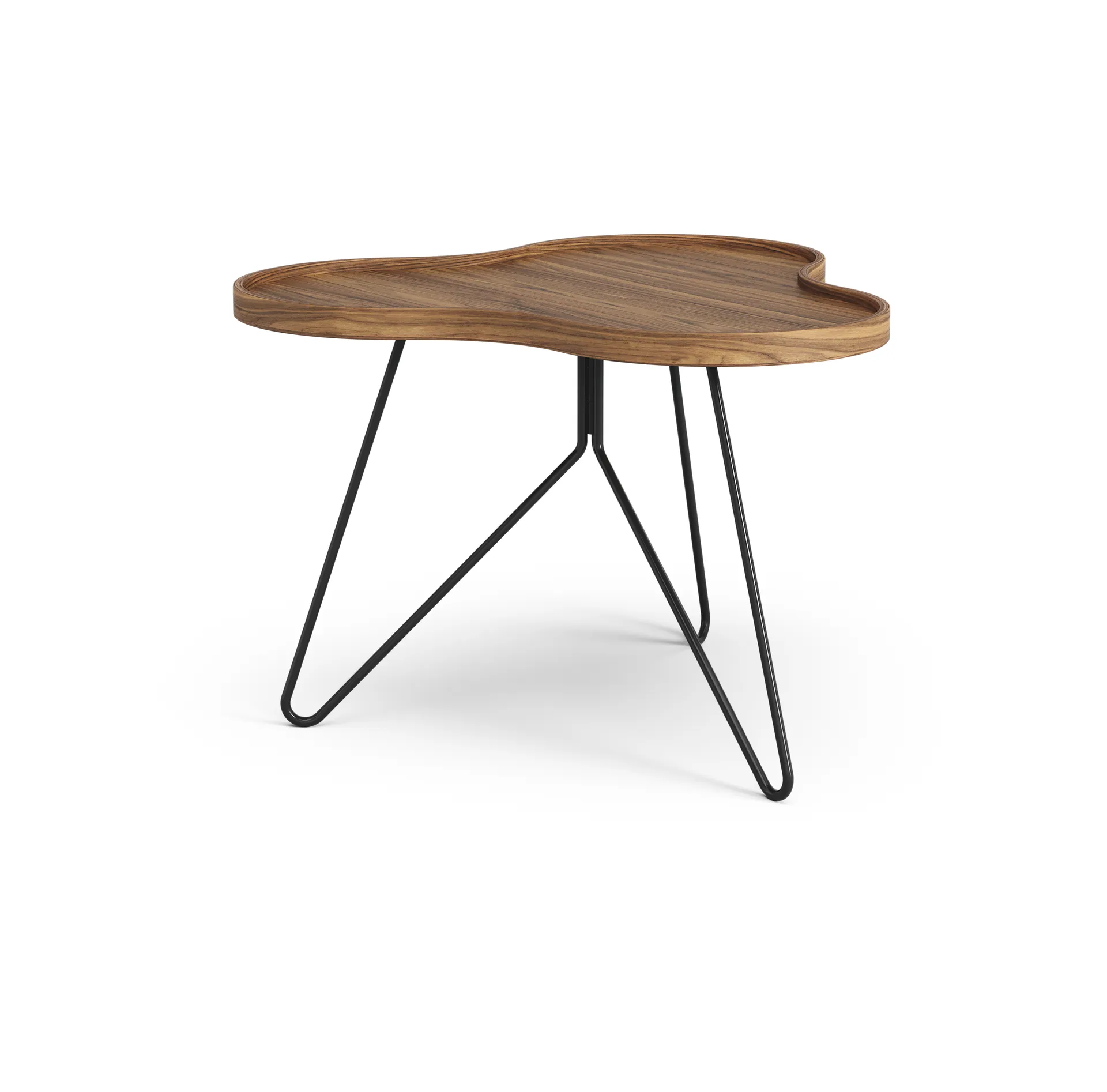 Flower mono table Special Edition 62x66 cm, H45 cm-lacquered walnut-black lacquered steel Swedese