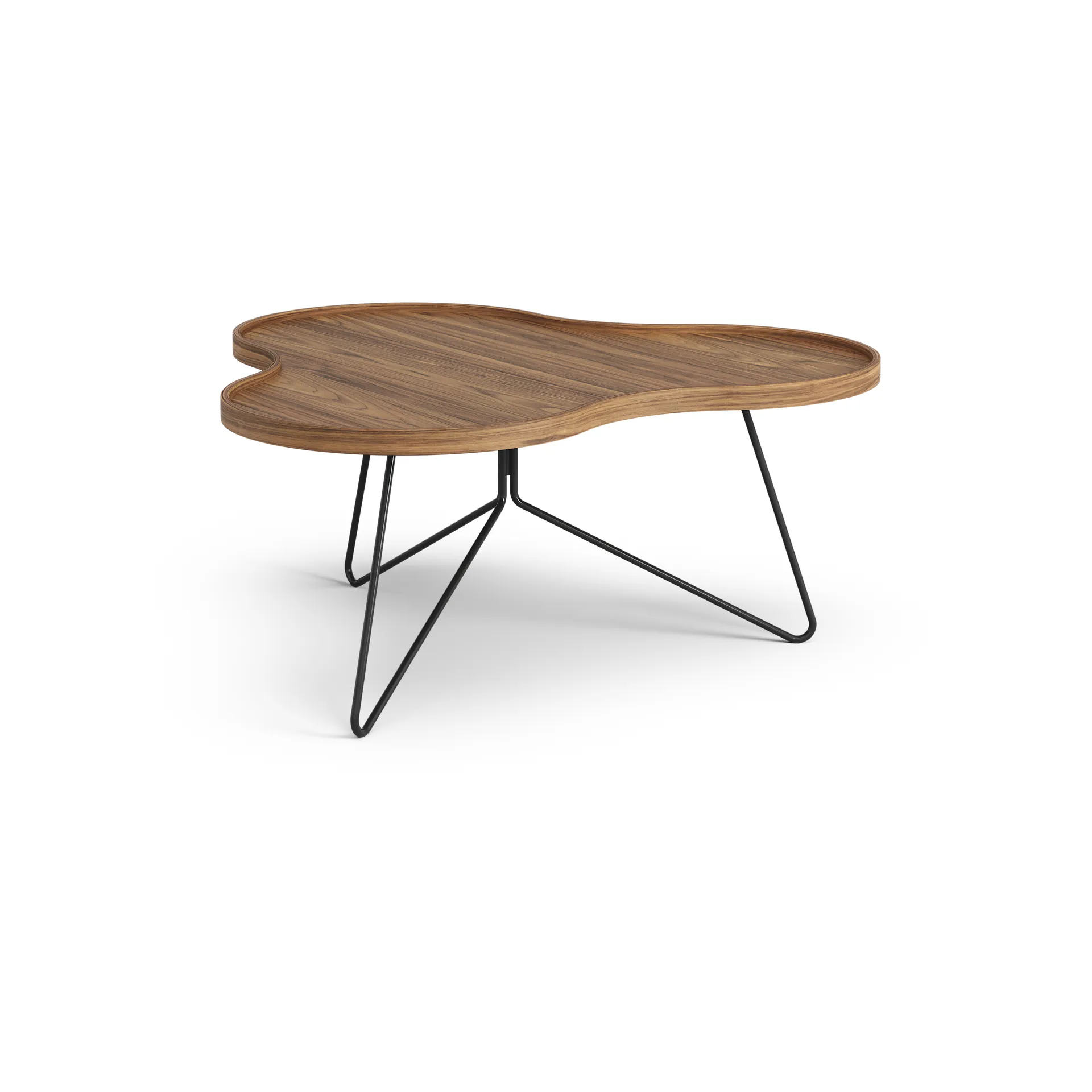 Flower mono table Special Edition 84x90 cm, H39 cm-lacquered walnut-black lacquered steel Swedese
