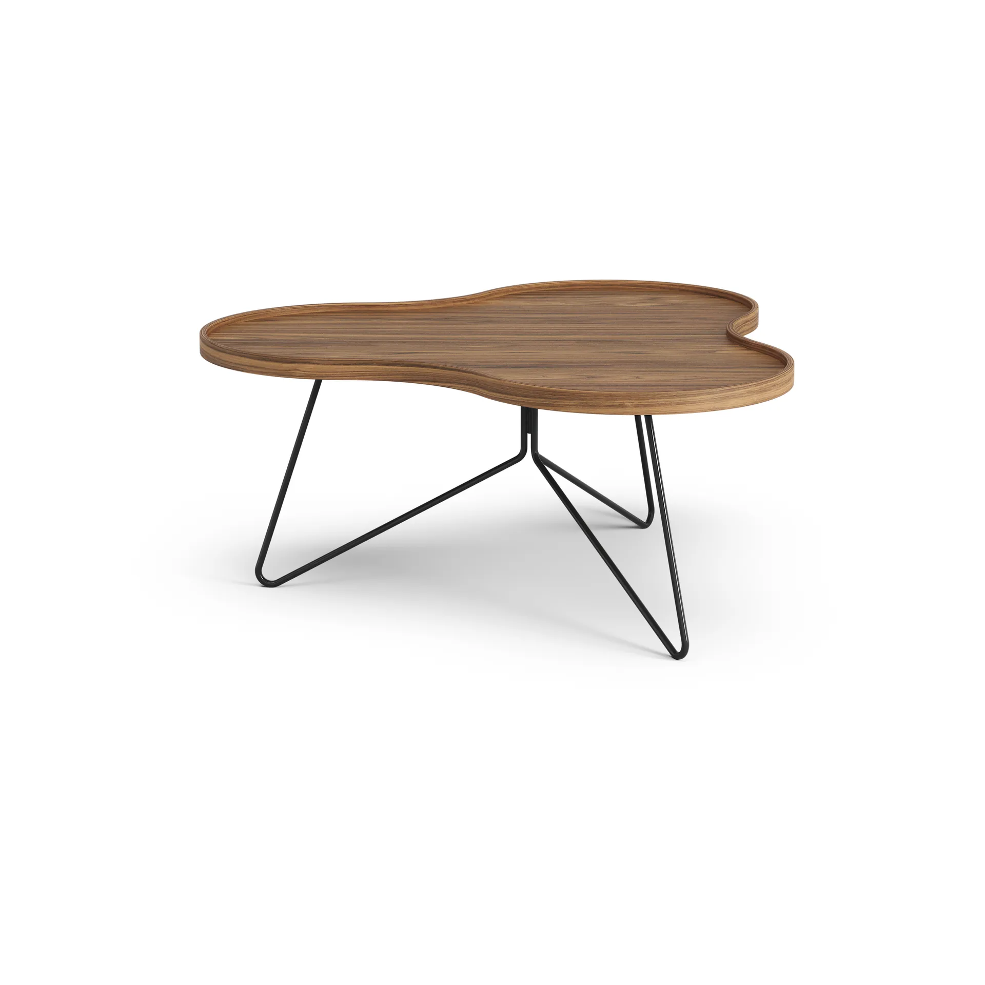 Flower mono table Special Edition 84x90 cm, H39 cm-lacquered walnut-black lacquered steel Swedese