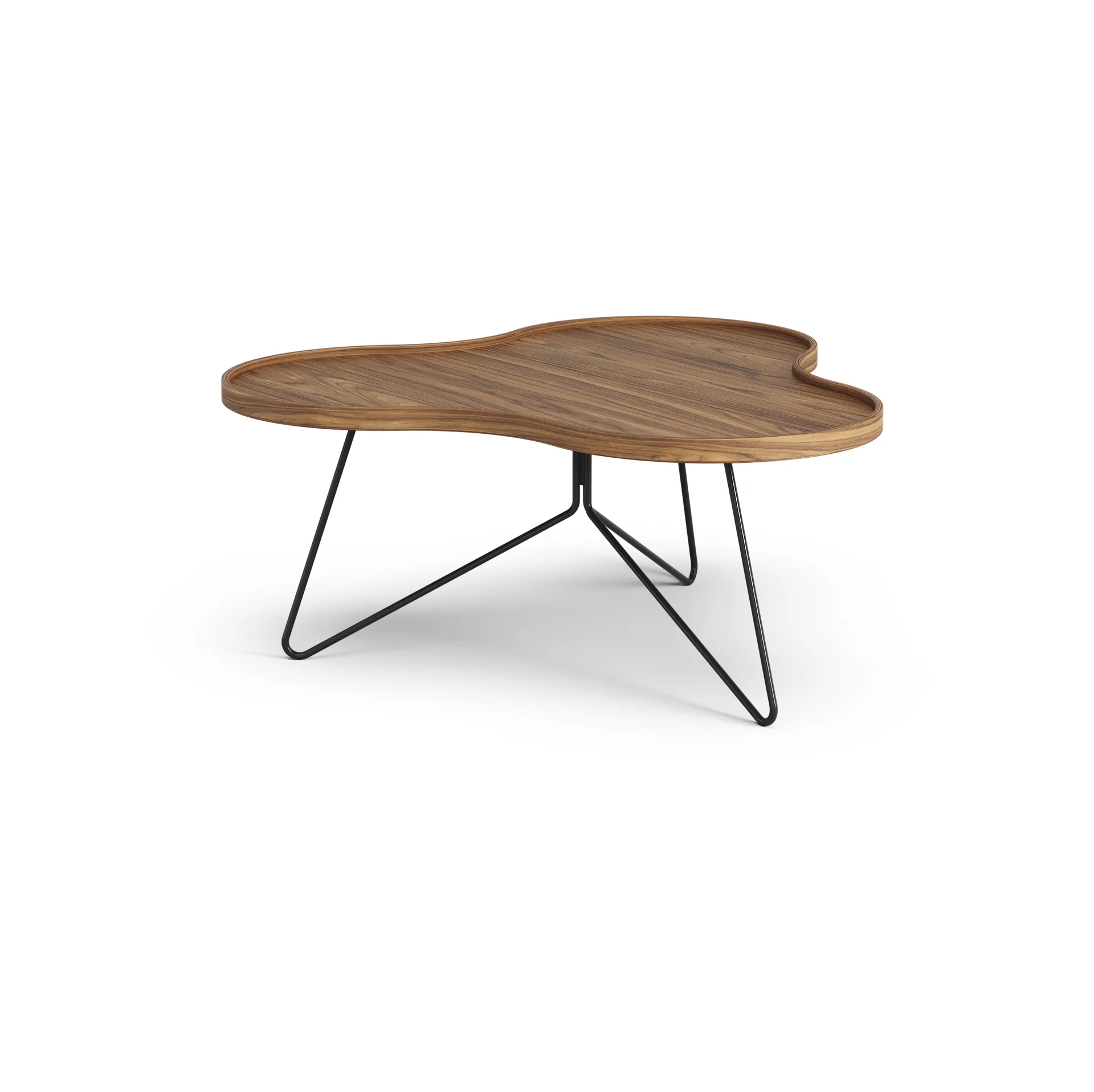 Flower mono table Special Edition 84x90 cm, H39 cm-lacquered walnut-black lacquered steel Swedese