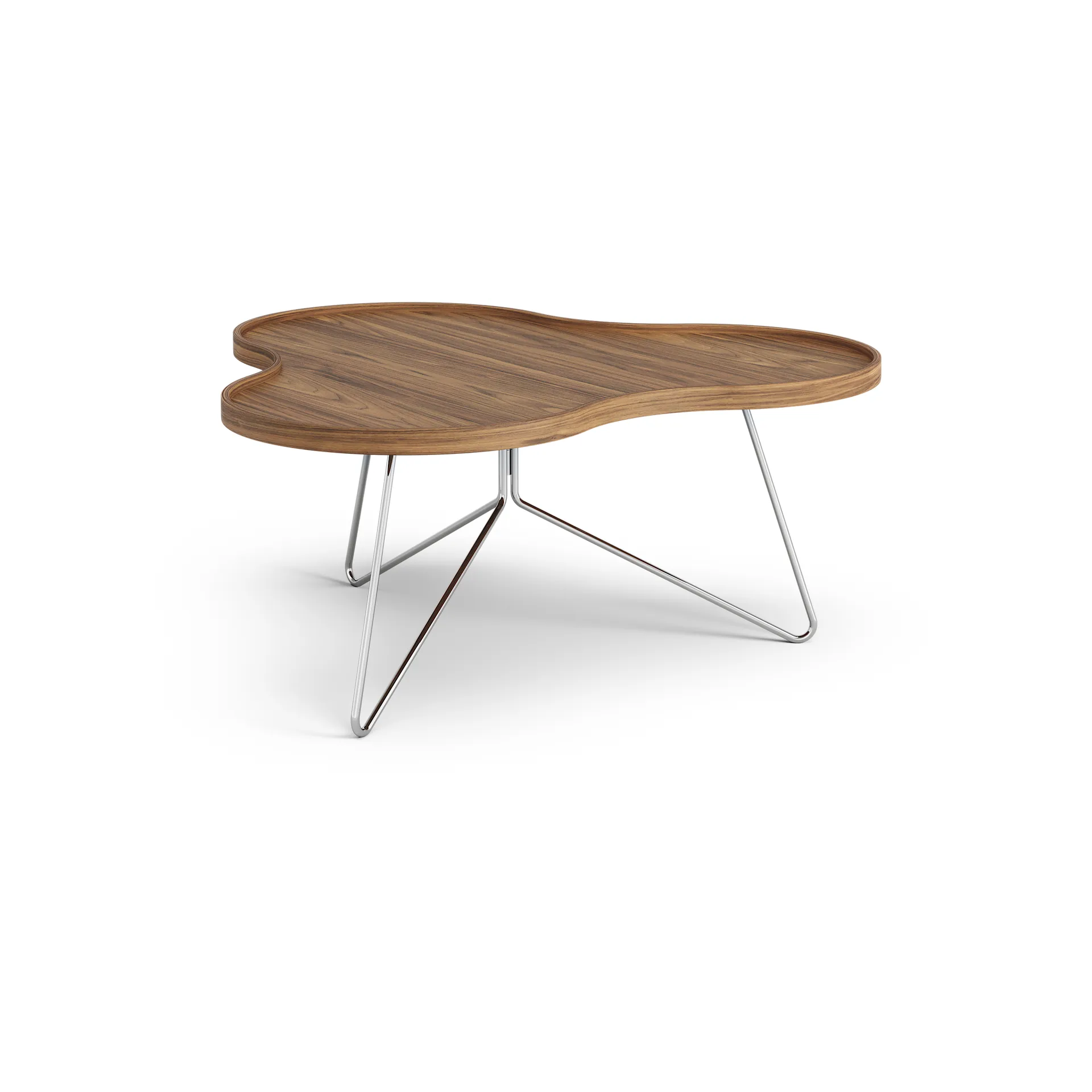 Flower mono table Special Edition 84x90 cm, H39 cm-lacquered walnut-chromed steel Swedese