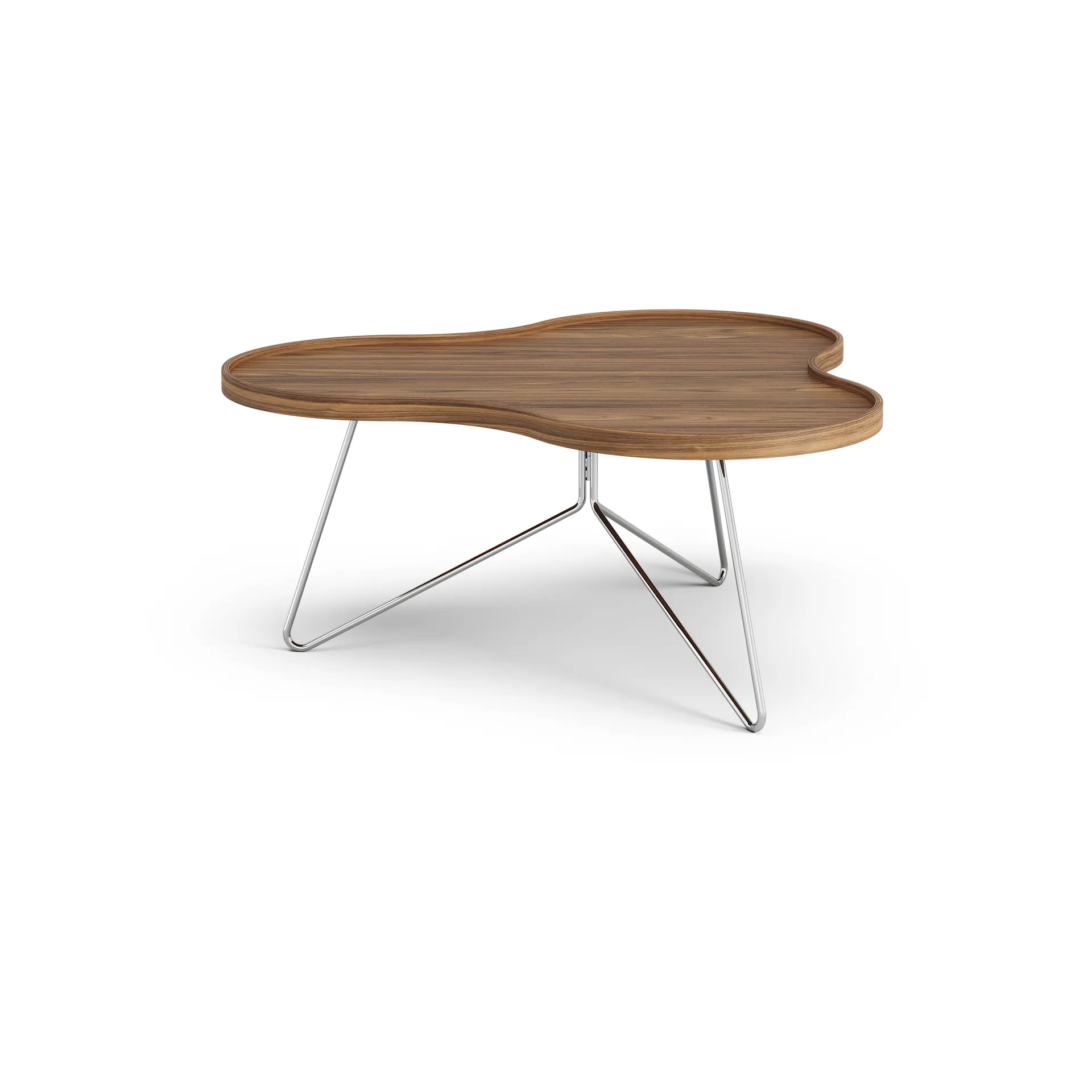 Flower mono table Special Edition 84x90 cm, H39 cm-lacquered walnut-chromed steel Swedese