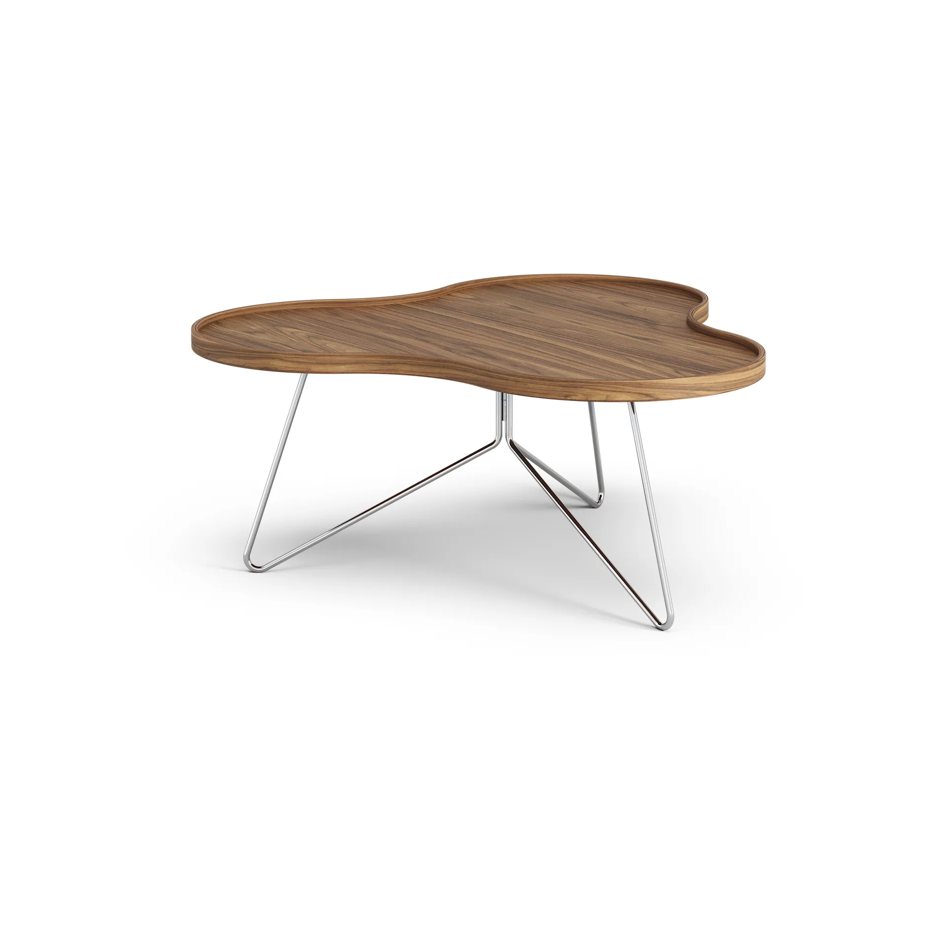Flower mono table Special Edition 84x90 cm, H39 cm-lacquered walnut-chromed steel Swedese