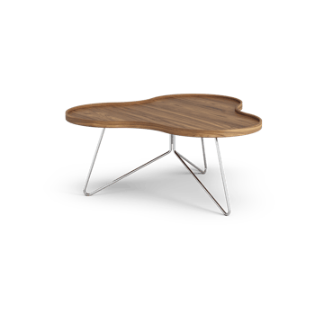 Flower mono table Special Edition 84x90 cm - H39 cm-lacquered walnut-chromed steel - Swedese