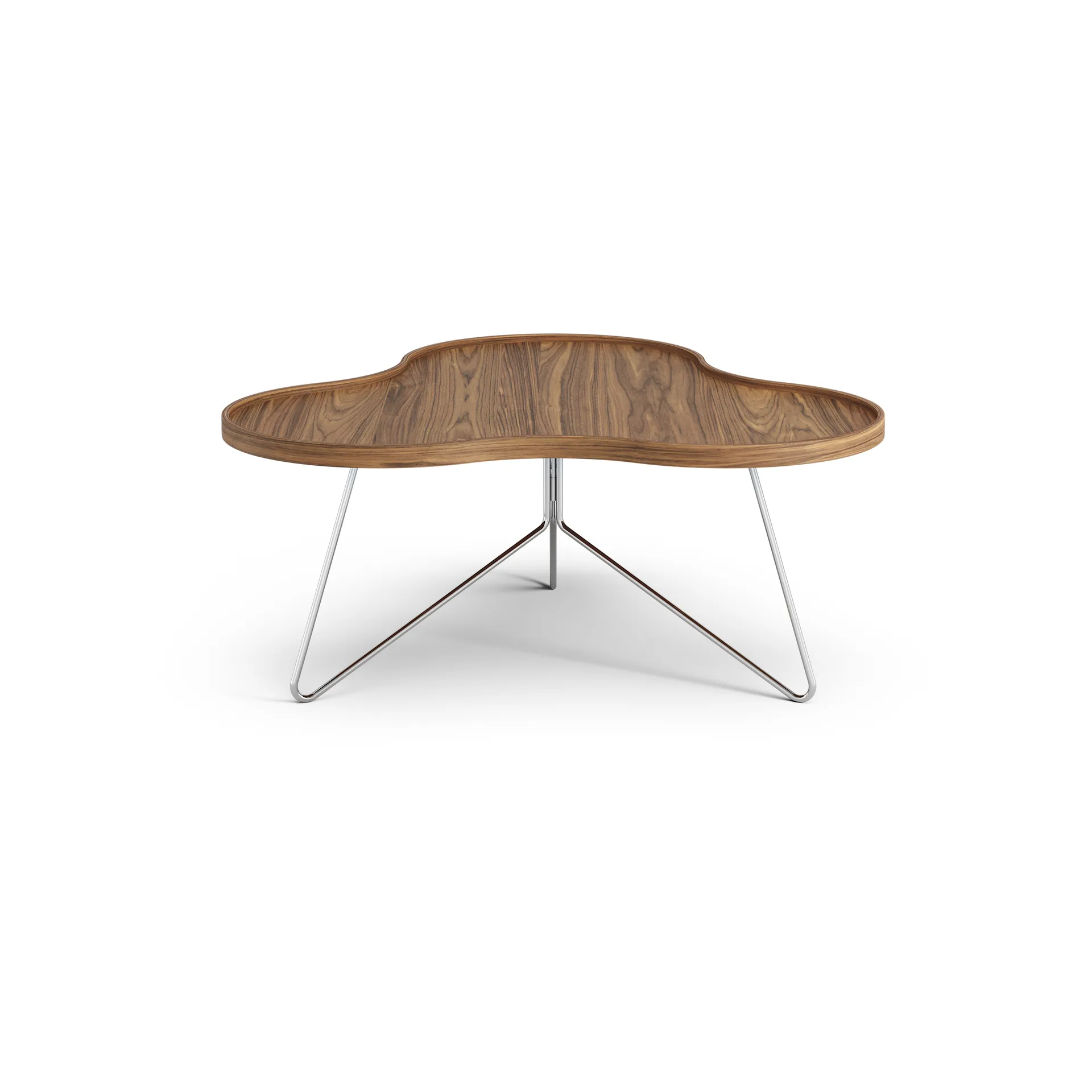 Flower mono table Special Edition 84x90 cm, H39 cm-lacquered walnut-chromed steel Swedese