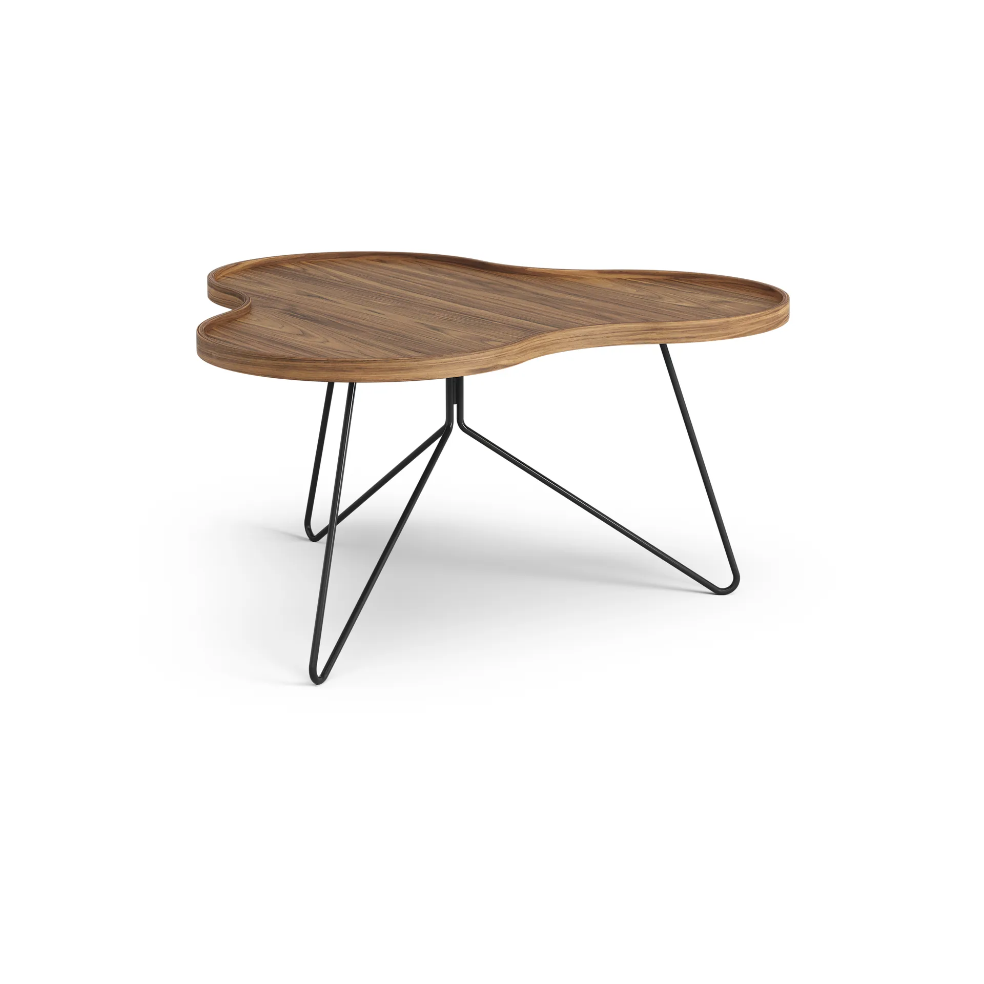 Flower mono table Special Edition 84x90 cm, H45 cm-lacquered walnut-black lacquered steel Swedese