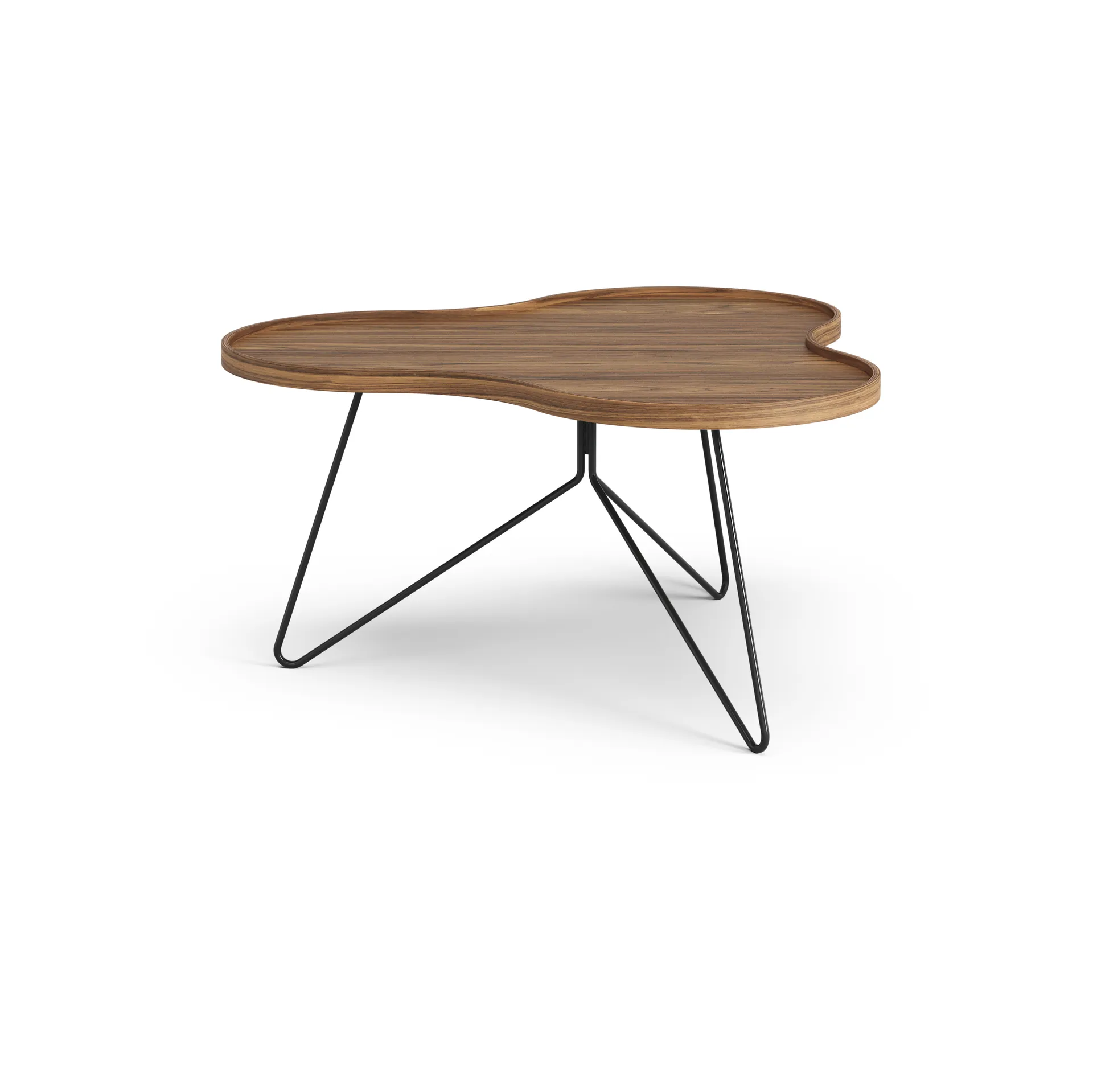 Flower mono table Special Edition 84x90 cm, H45 cm-lacquered walnut-black lacquered steel Swedese
