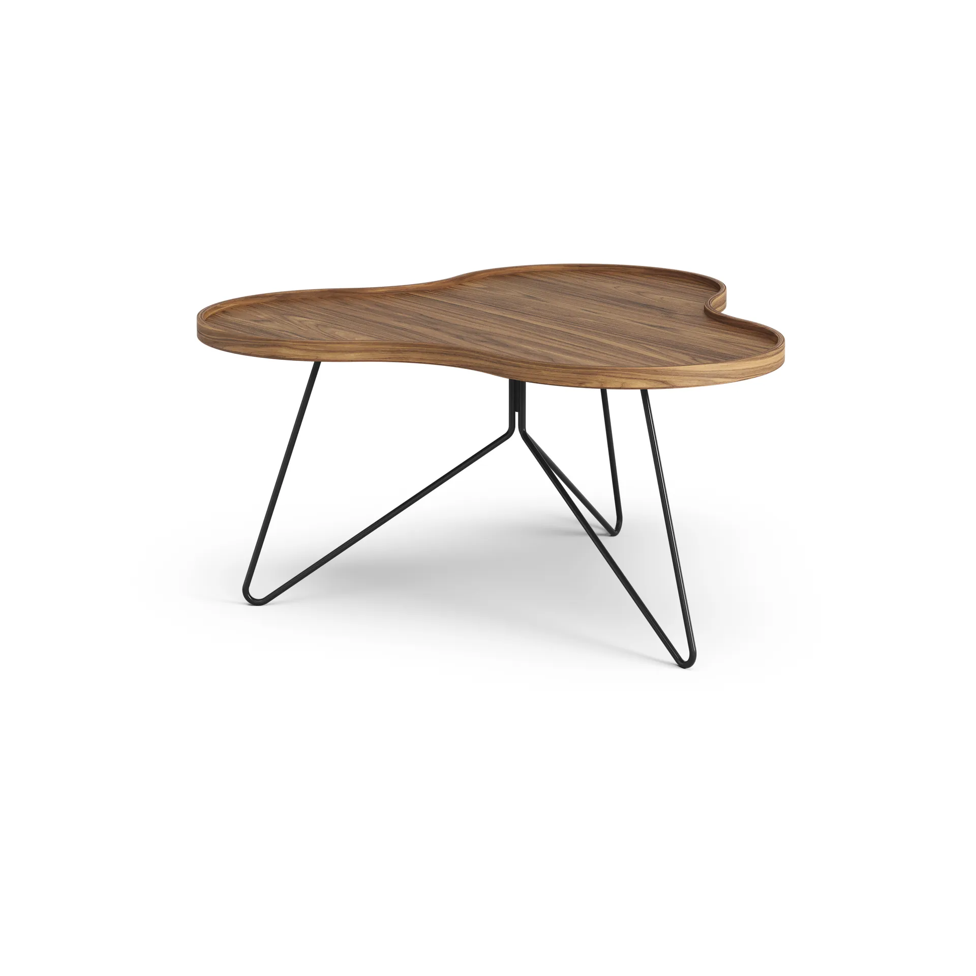 Flower mono table Special Edition 84x90 cm, H45 cm-lacquered walnut-black lacquered steel Swedese