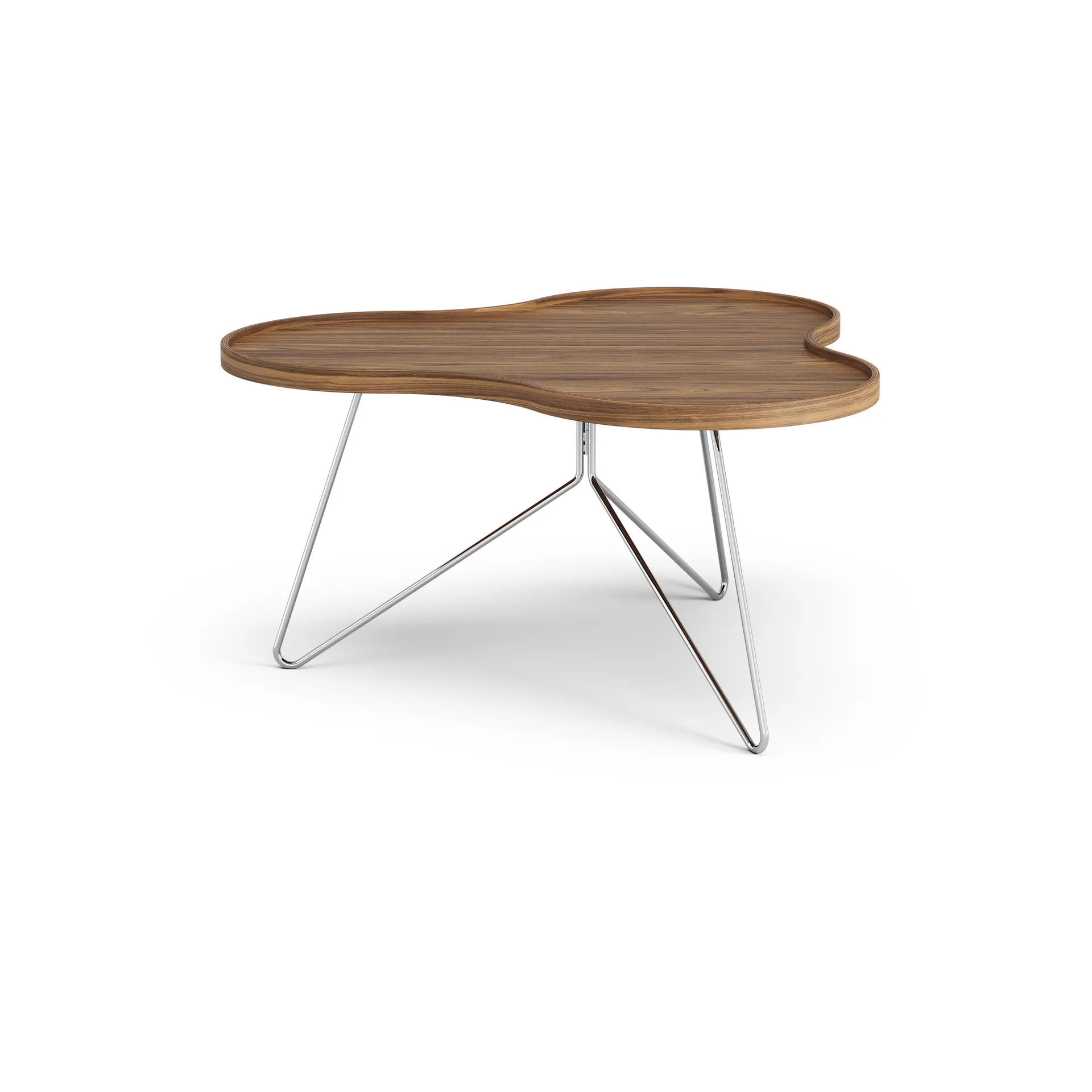 Flower mono table Special Edition 84x90 cm, H45 cm-lacquered walnut-chromed steel Swedese