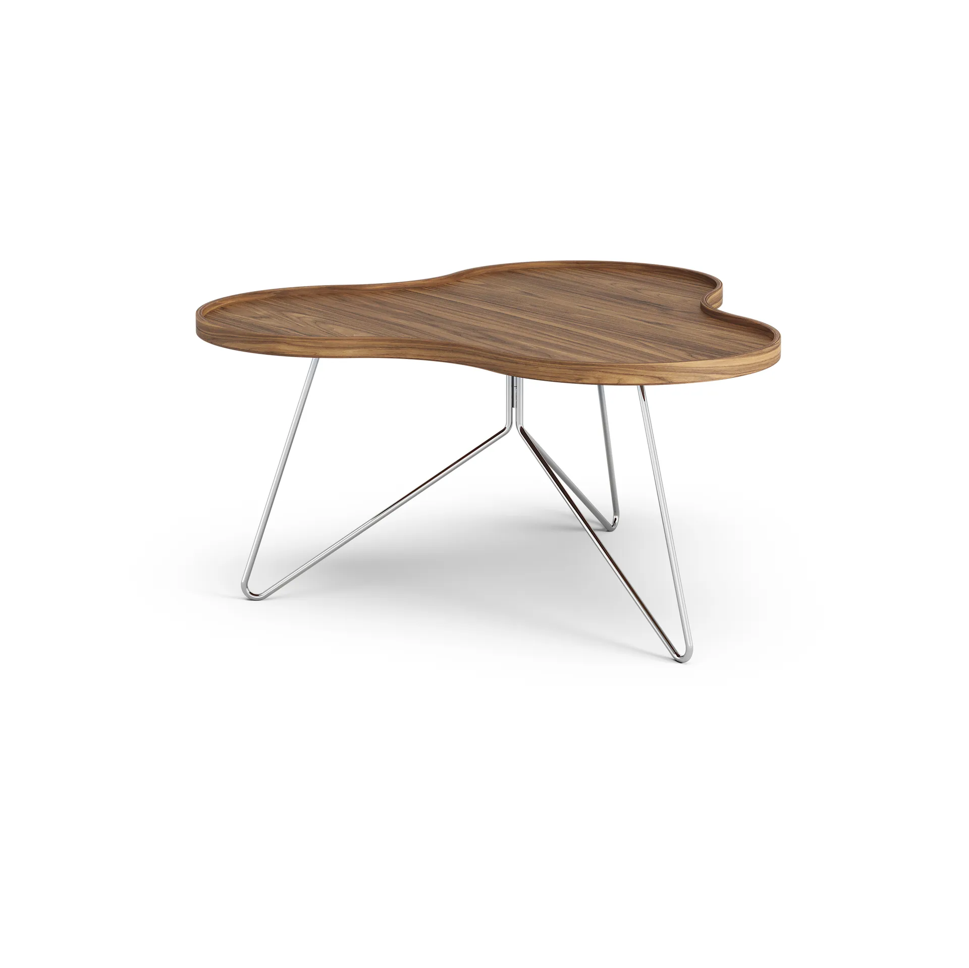 Flower mono table Special Edition 84x90 cm, H45 cm-lacquered walnut-chromed steel Swedese