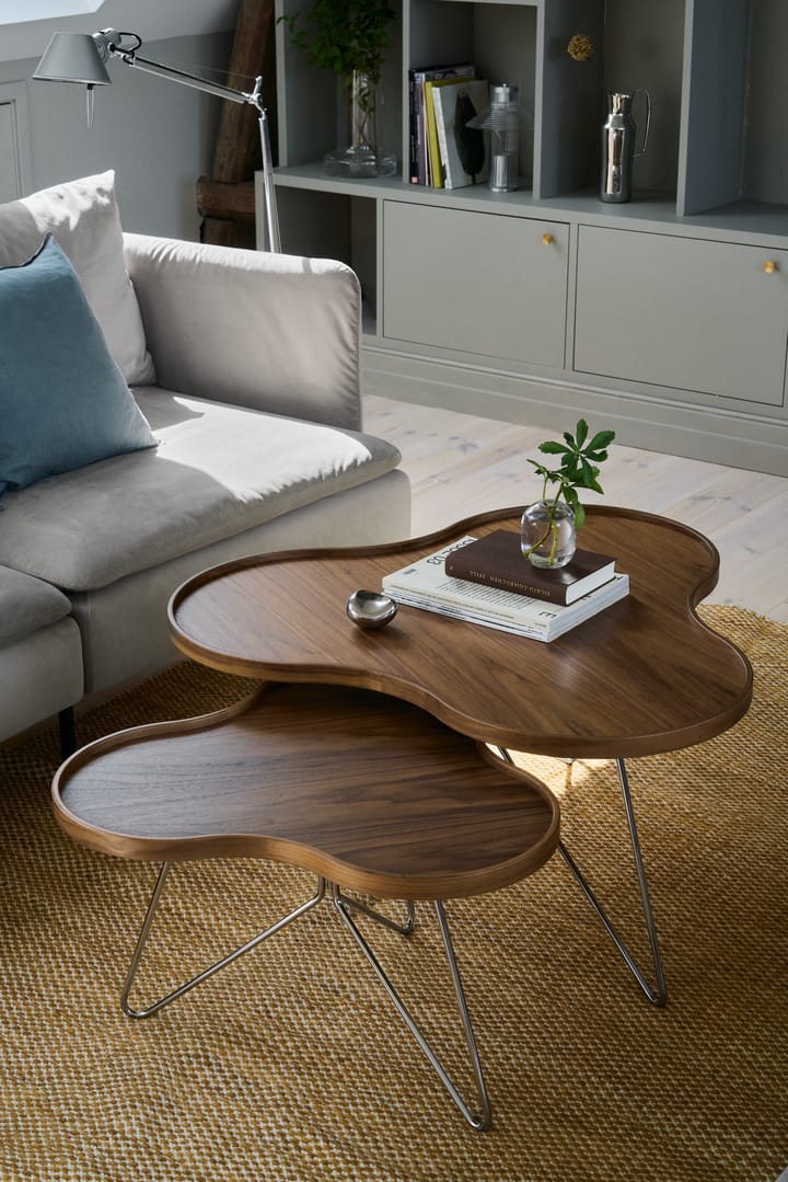Flower mono table Special Edition 84x90 cm, H45 cm-lacquered walnut-chromed steel Swedese
