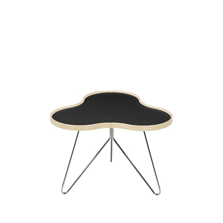 Flower small table - Black, 45cm, birch edge, chrome base - Swedese
