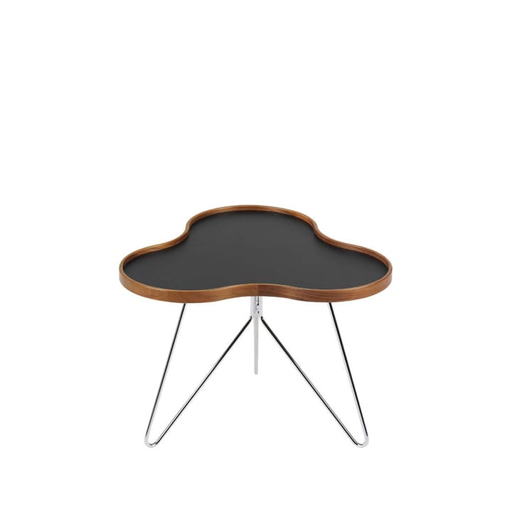 Flower small table - Black, 45cm, walnut edge, chrome base - Swedese