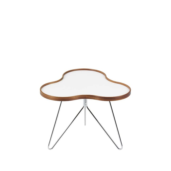 Flower small table - White, 45cm, walnut edge, chrome base - Swedese