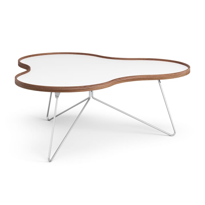 Flower table 107x114 cm - H45cm-white-walnut edge-chrome - Swedese