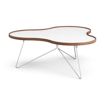 Flower table 107x114 cm - H45cm-white-walnut edge-chrome - Swedese