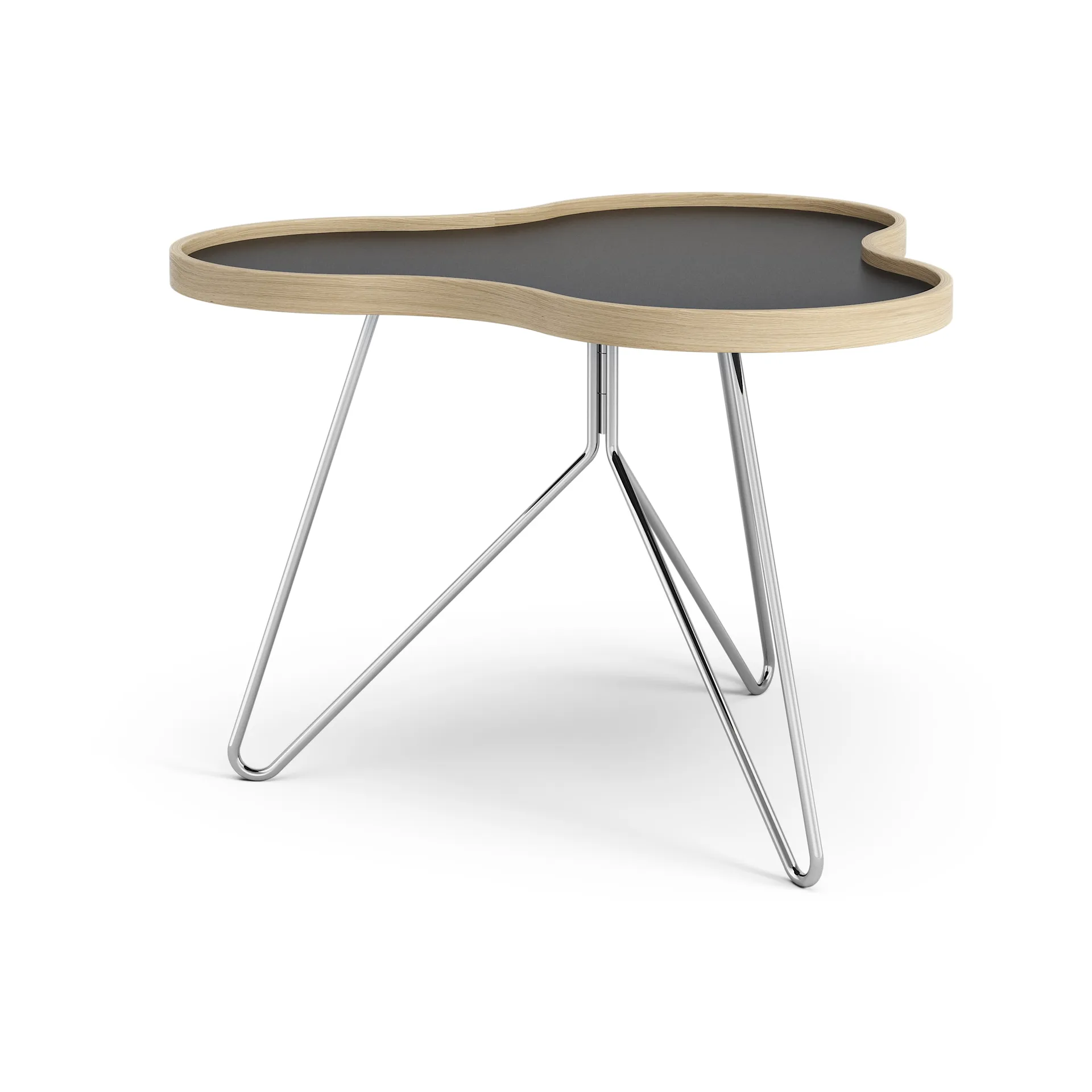 Flower table 62x66 cm, 45 cm, Black-oak edge-chrome base Swedese