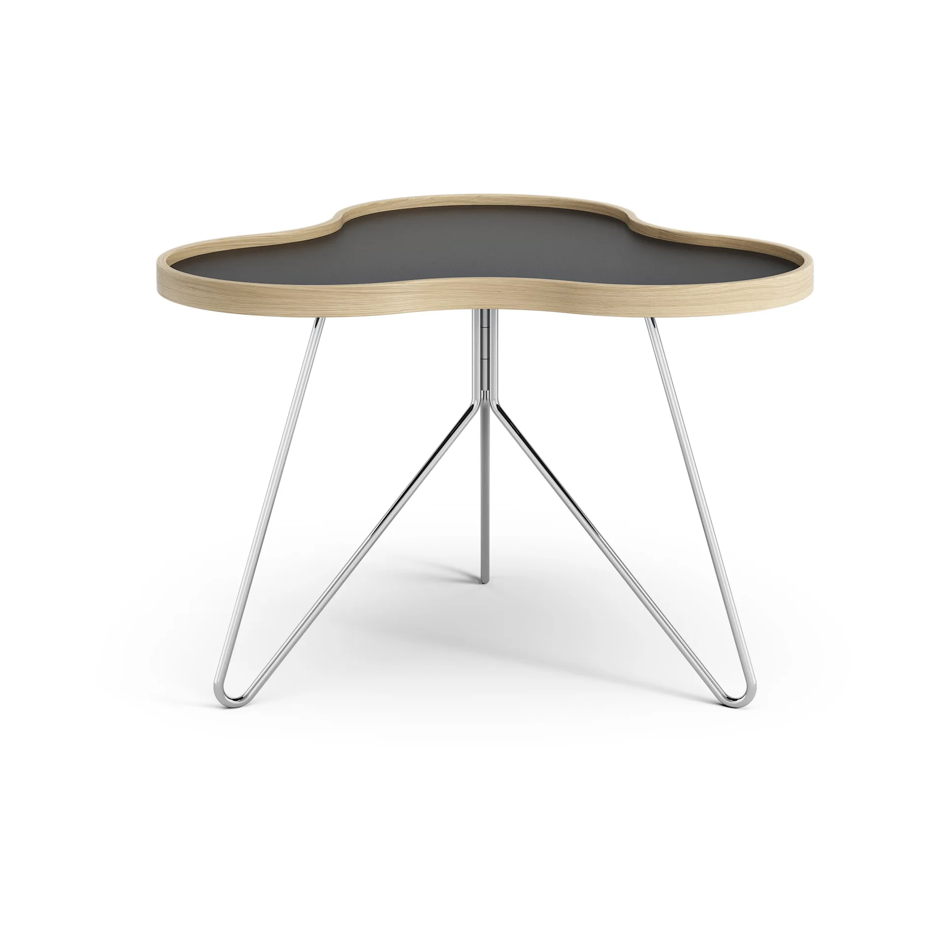 Flower table 62x66 cm, 45 cm, Black-oak edge-chrome base Swedese