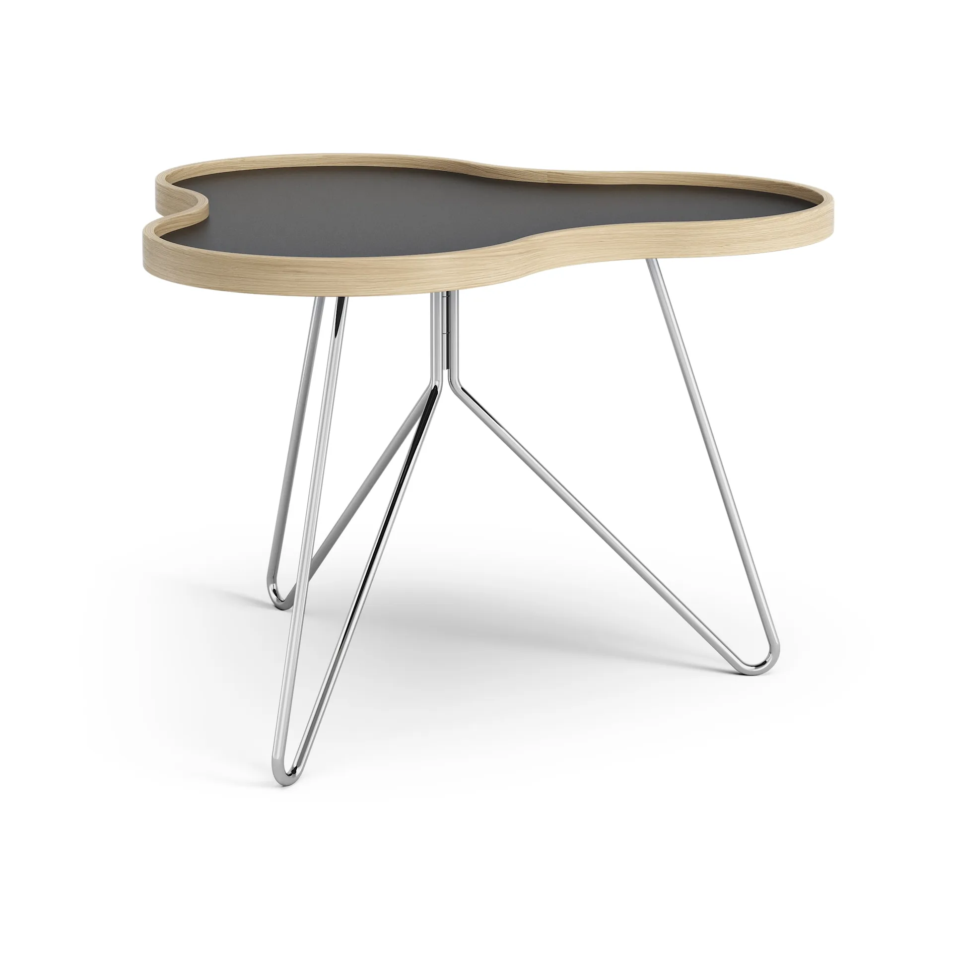 Flower table 62x66 cm, 45 cm, Black-oak edge-chrome base Swedese