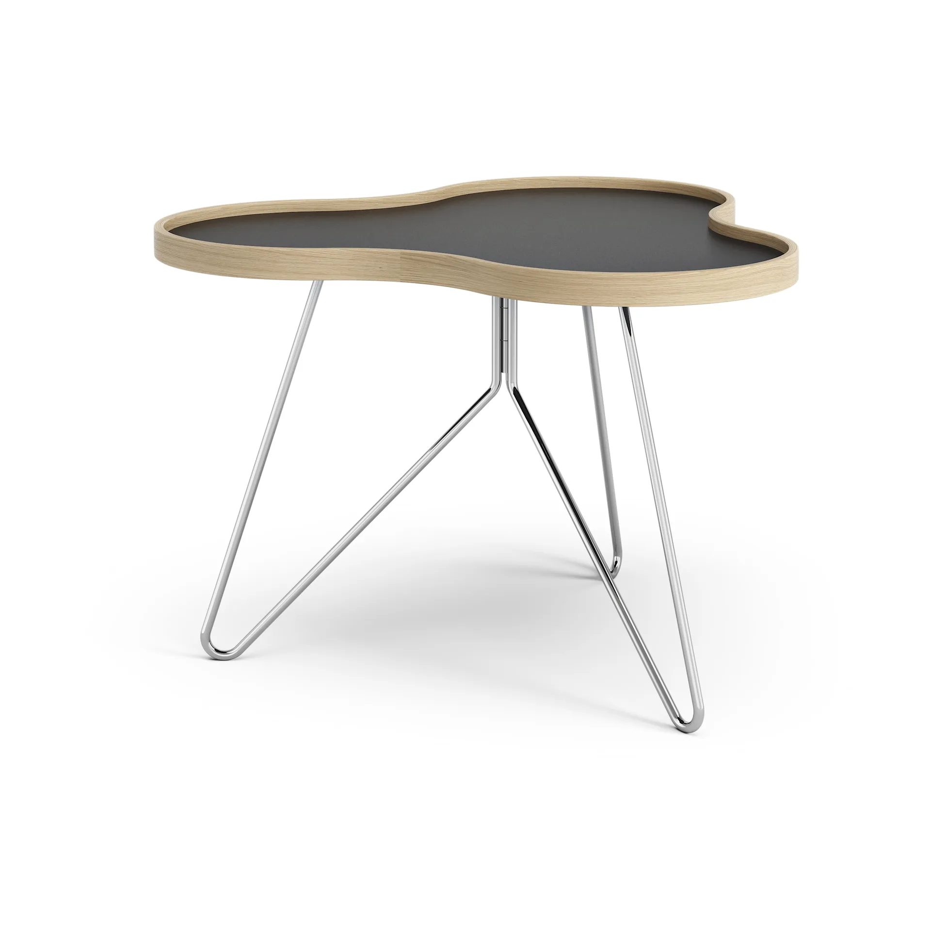 Flower table 62x66 cm, 45 cm, Black-oak edge-chrome base Swedese