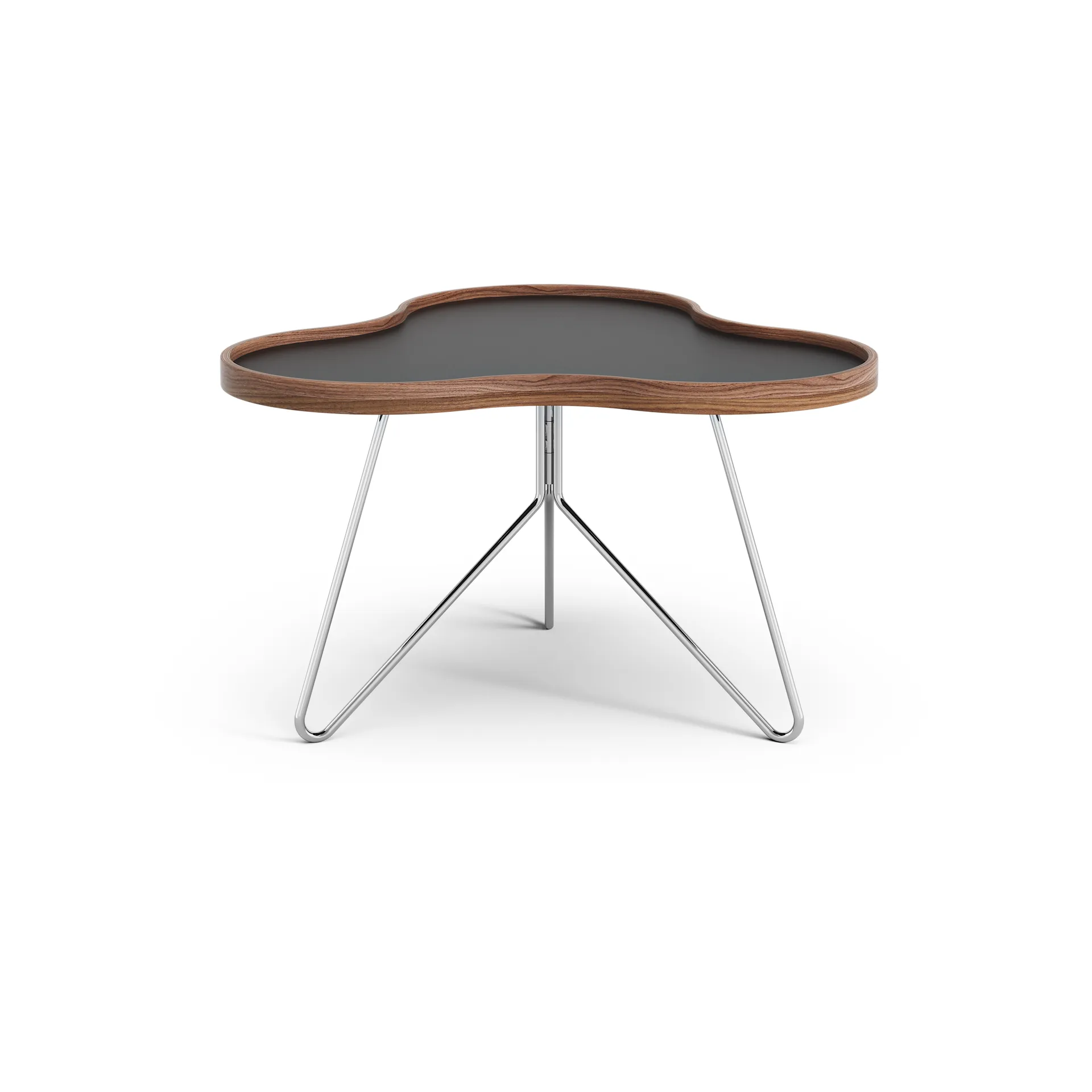 Flower table 62x66 cm, Black, 39cm, walnut edge, chrome base Swedese